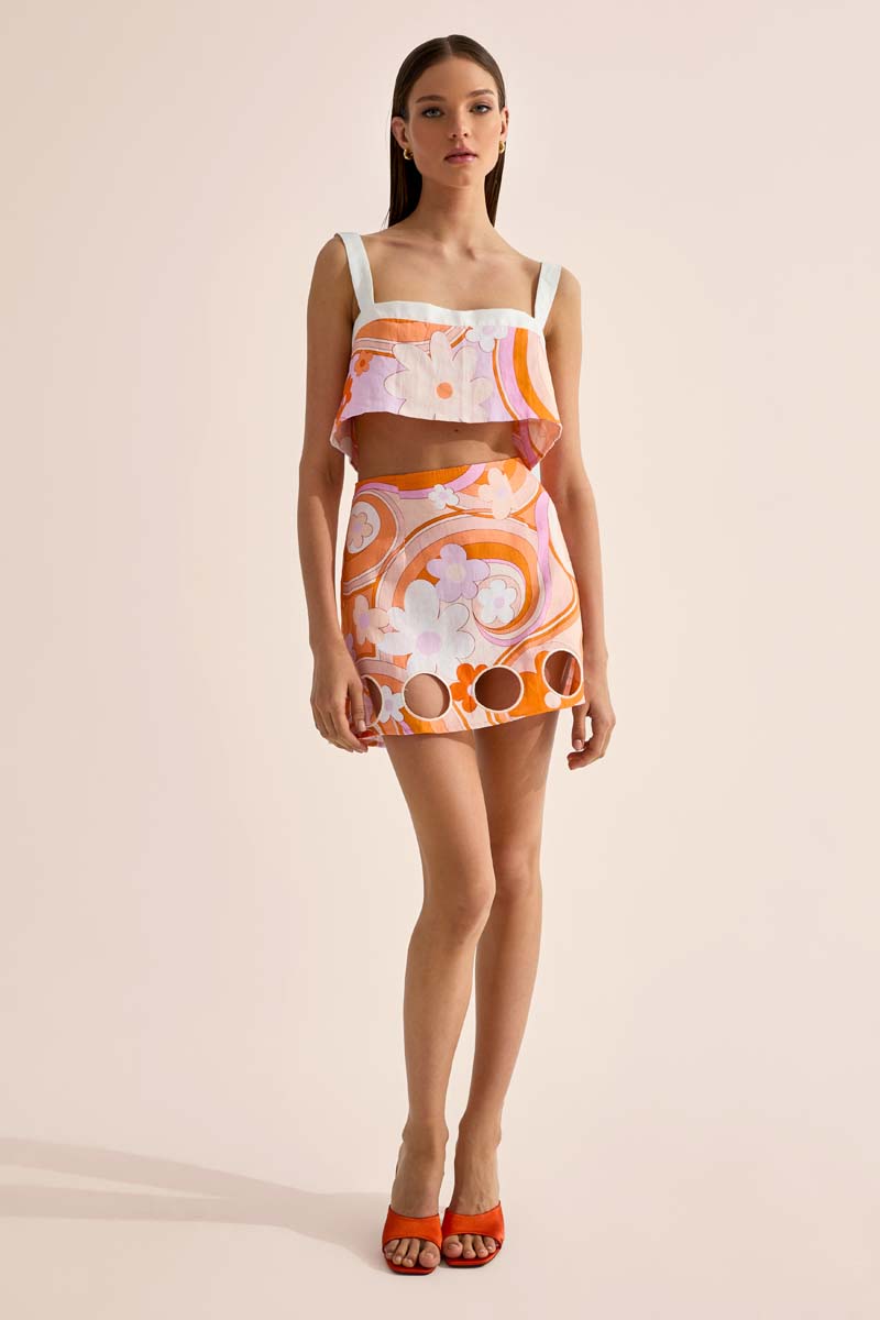 'Bubble' Cut Out Skirt - Bloom