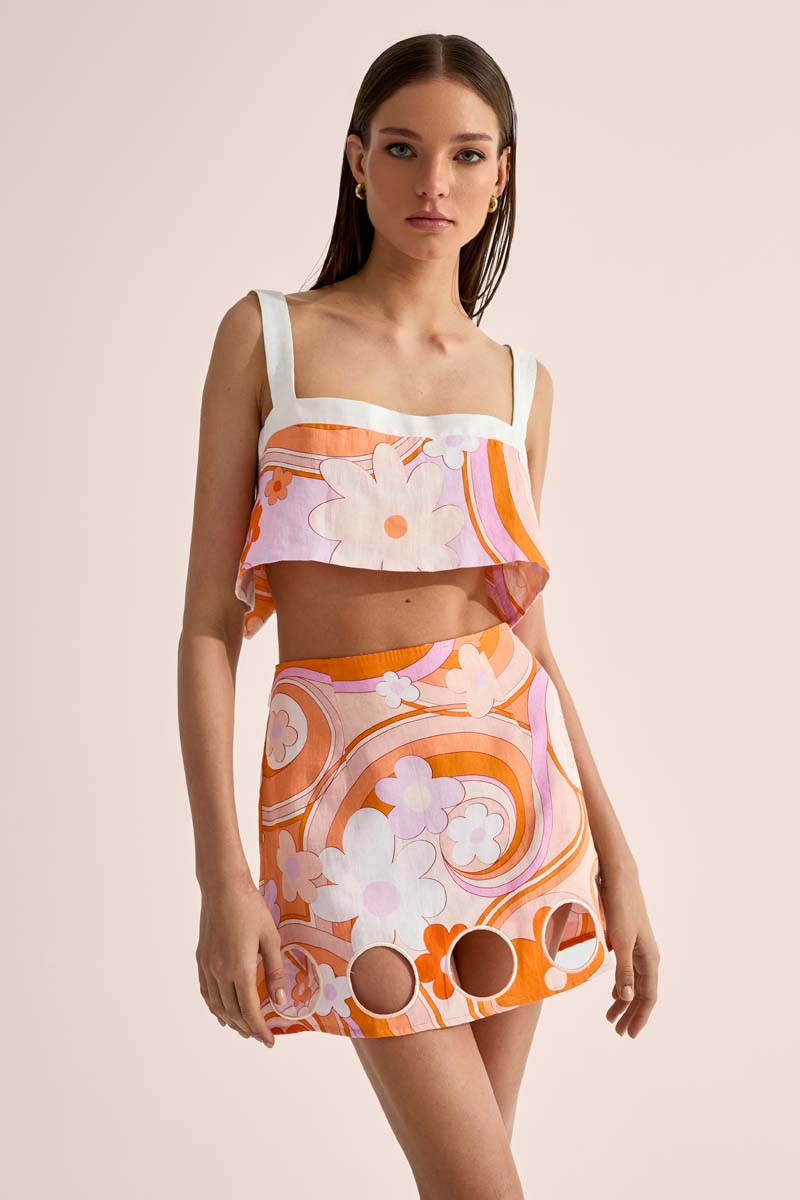 'Bubble' Cut Out Skirt - Bloom