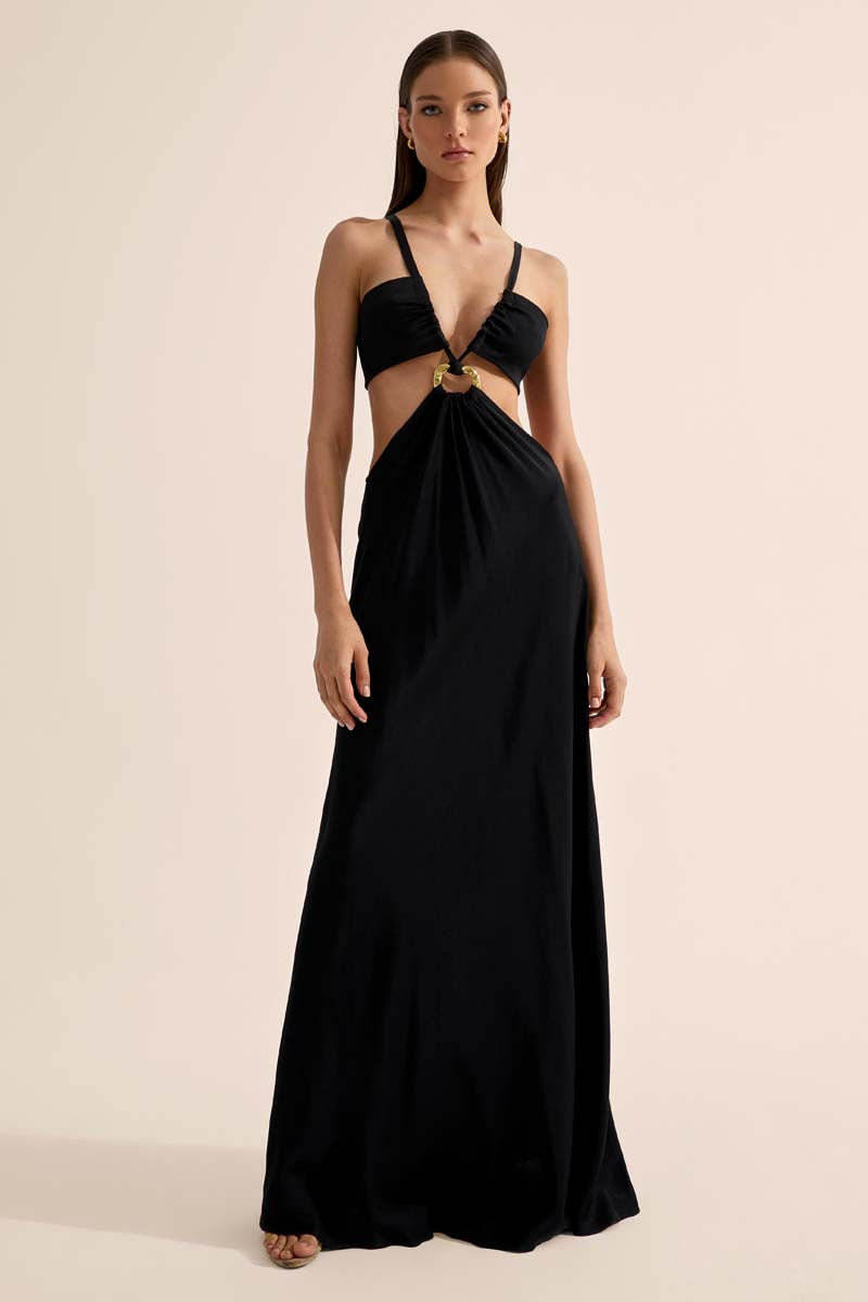 galaxy maxi dress L'atisteRare Galaxy Maxi Black Dress Sheer Embroidered SizeS