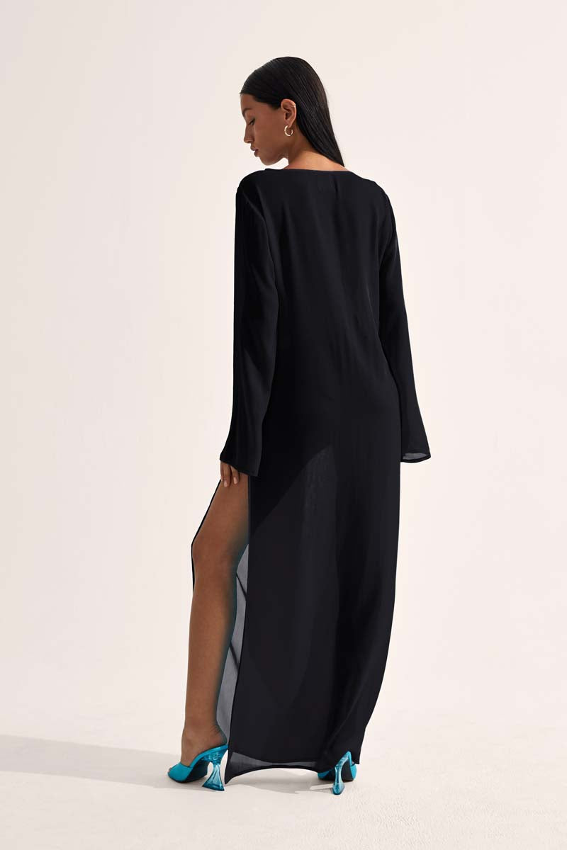 'Totem' Hoop Maxi Dress - Black