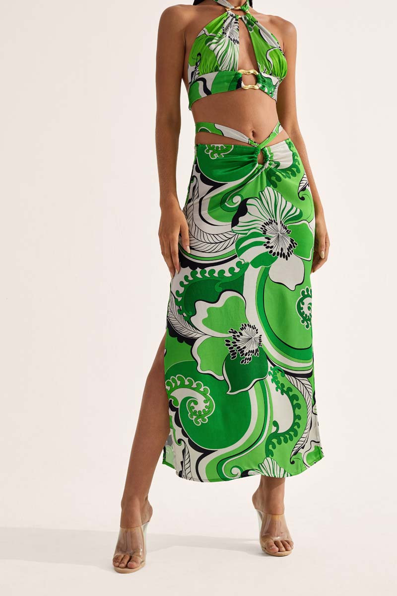 'Haven' Cut-out Skirt - Fern