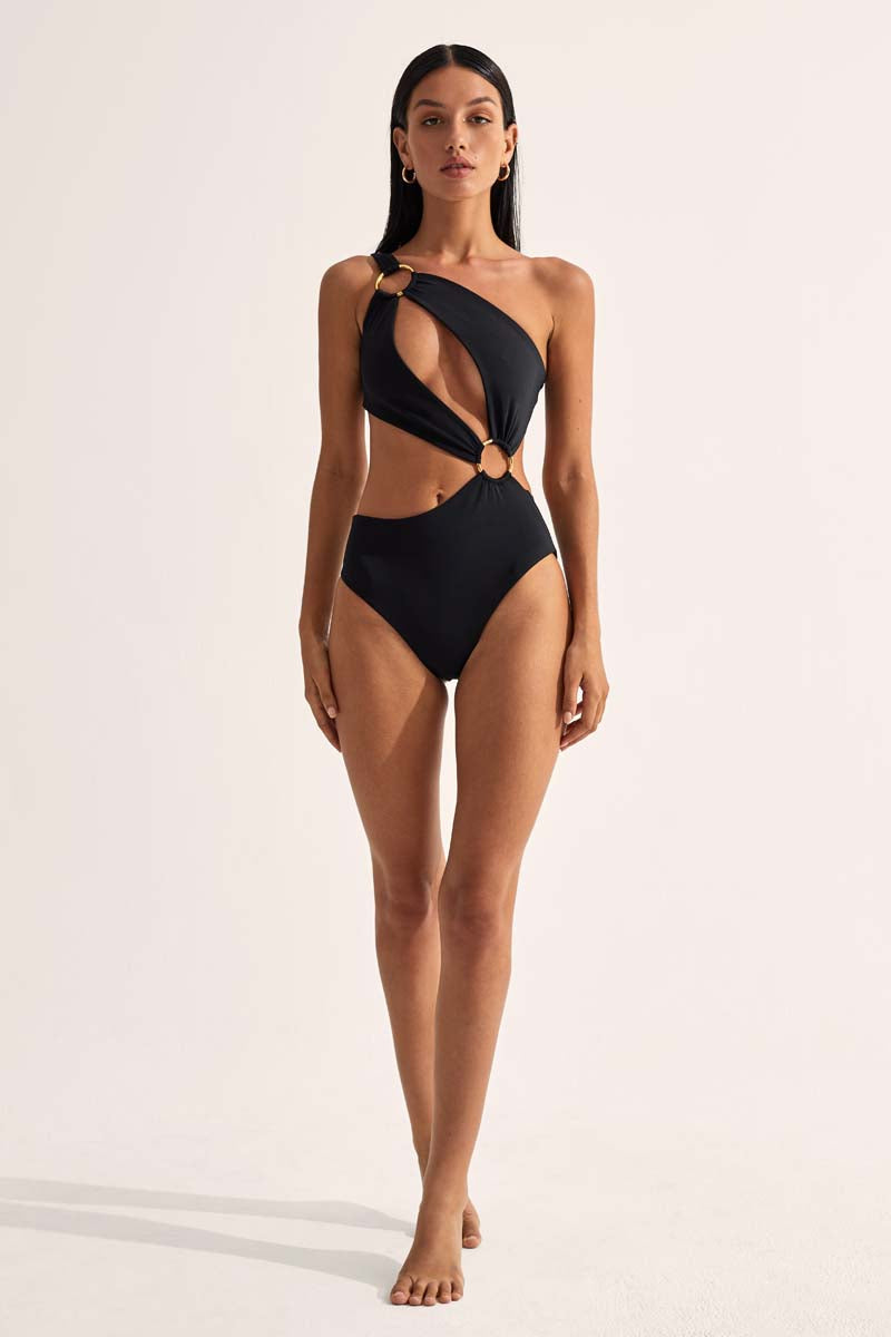 Spectacle' Cut Out Swimsuit - Black - HS23