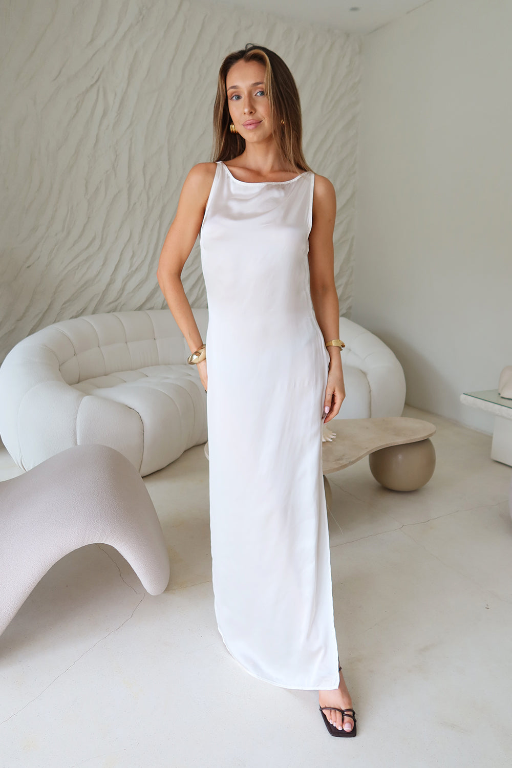 Backless Column Dress - Pearl