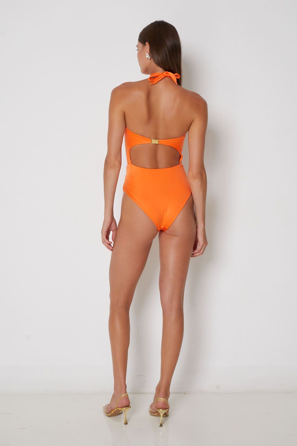 'Diamond' Cut Out Swimsuit - Orange