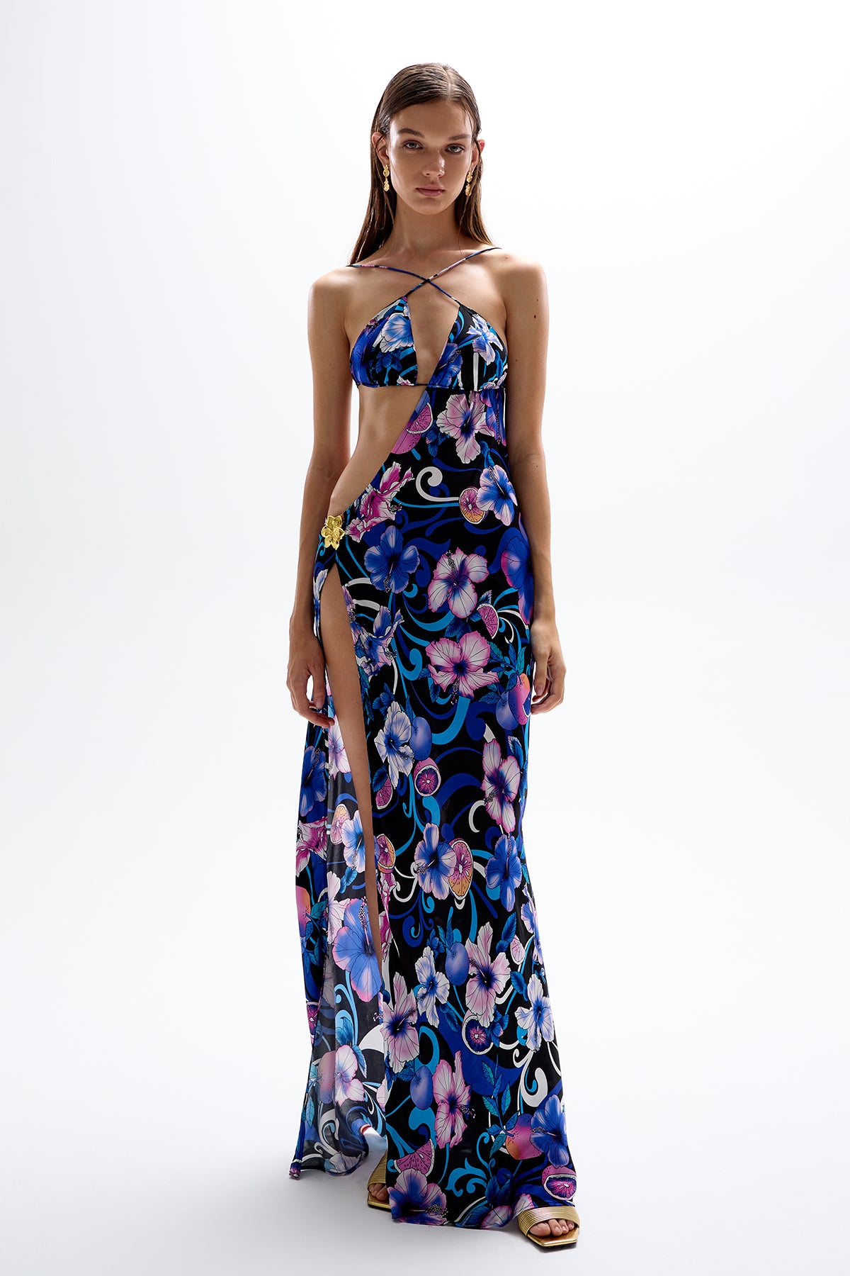 'Villa' Cut-Out Dress - Hibiscus Blue