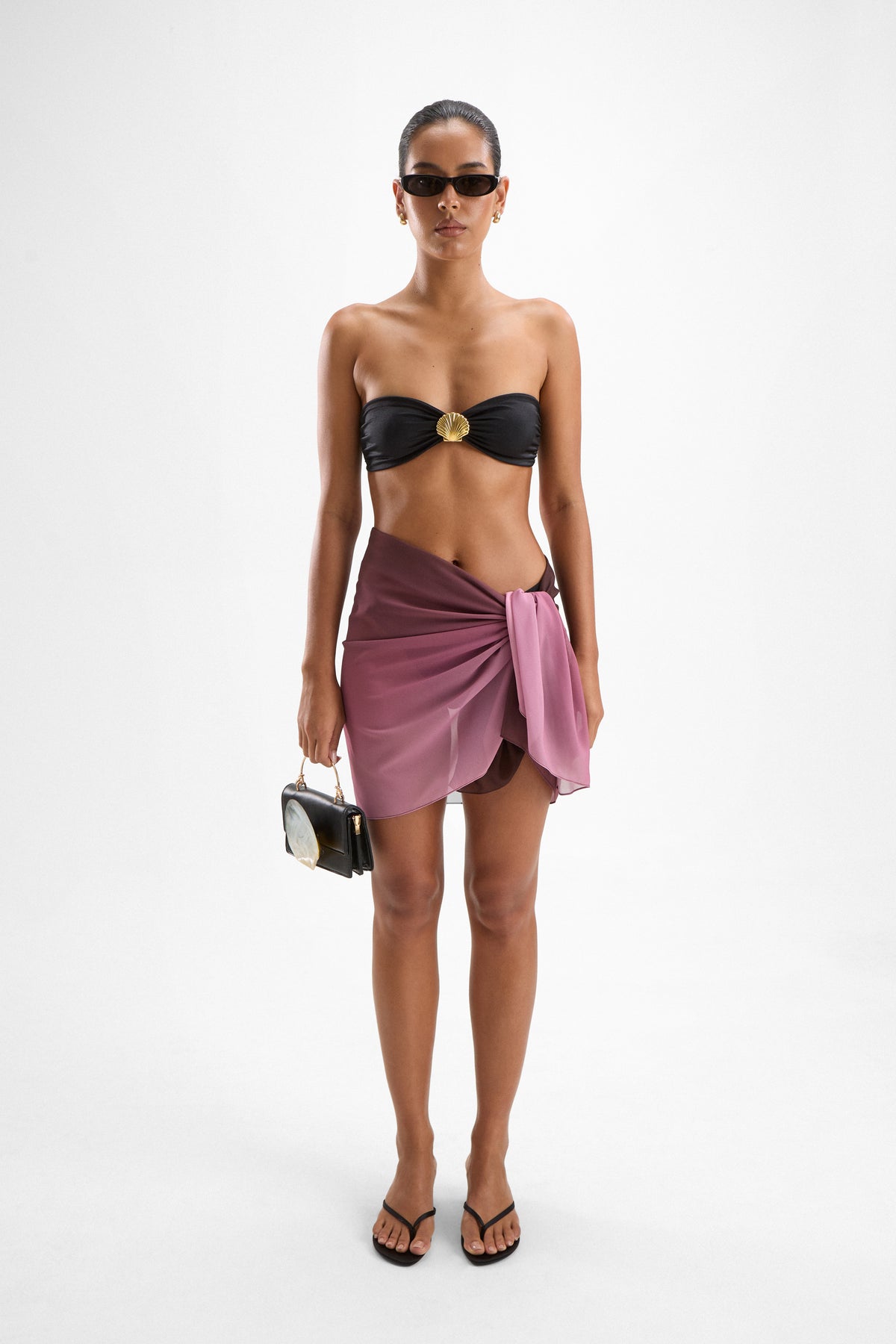 Coast Seashell Bandeau Top - Black