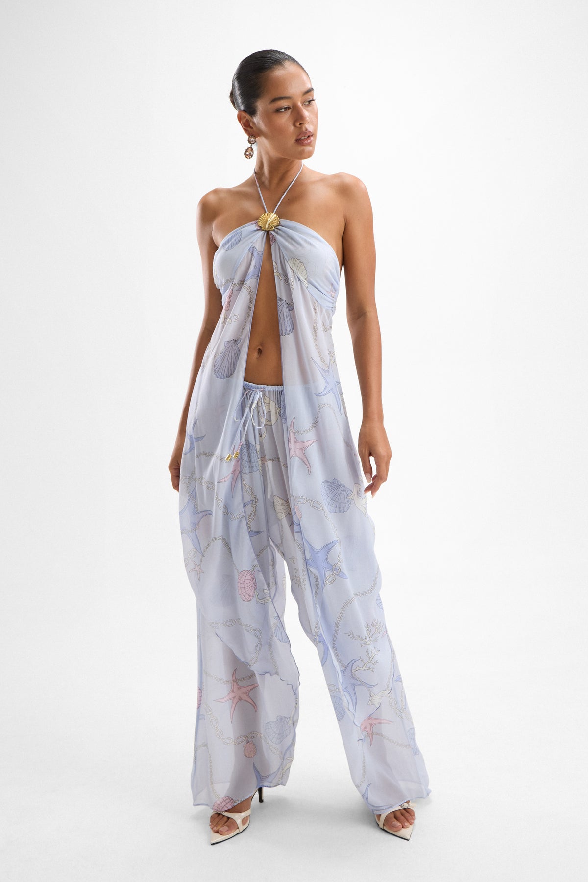 Coral Seashell Drape Top - Ephemeral