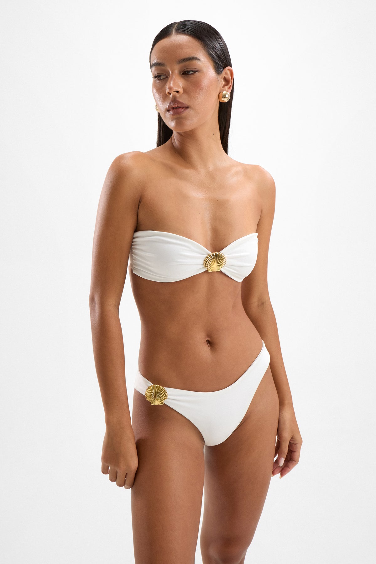 Coast Seashell Bandeau Top - Snow