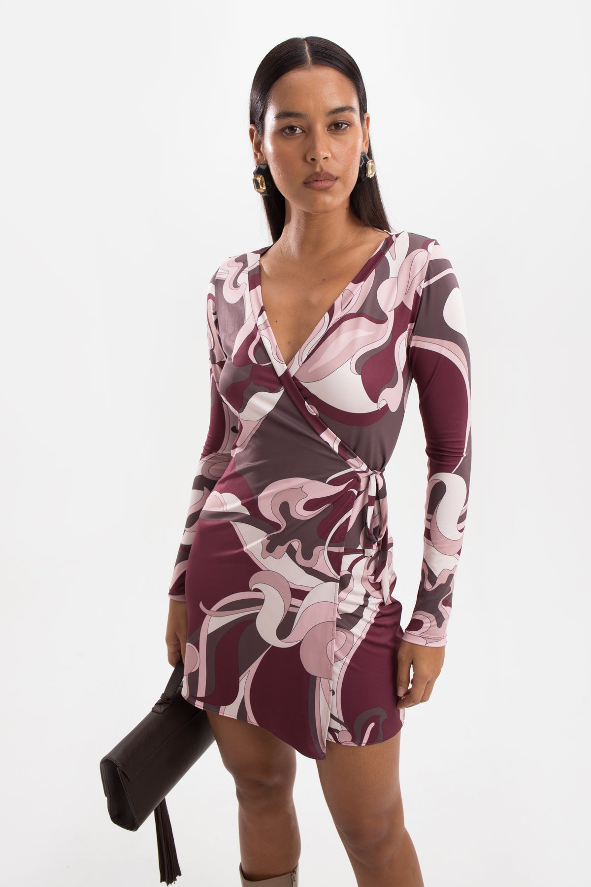 Claret Wrap Dress - Bordeaux