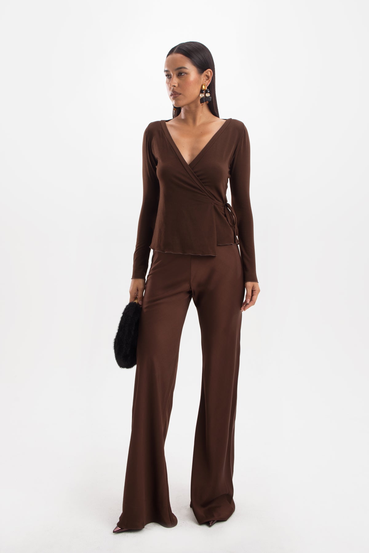 Colette Wrap Top - Cocoa