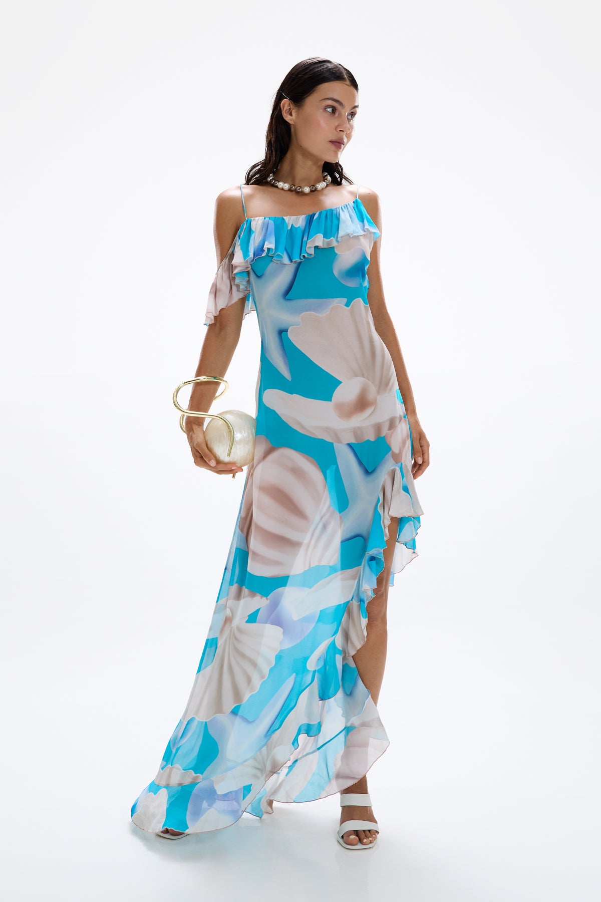 'Spirit' ruffle dress - Tahiti Blue