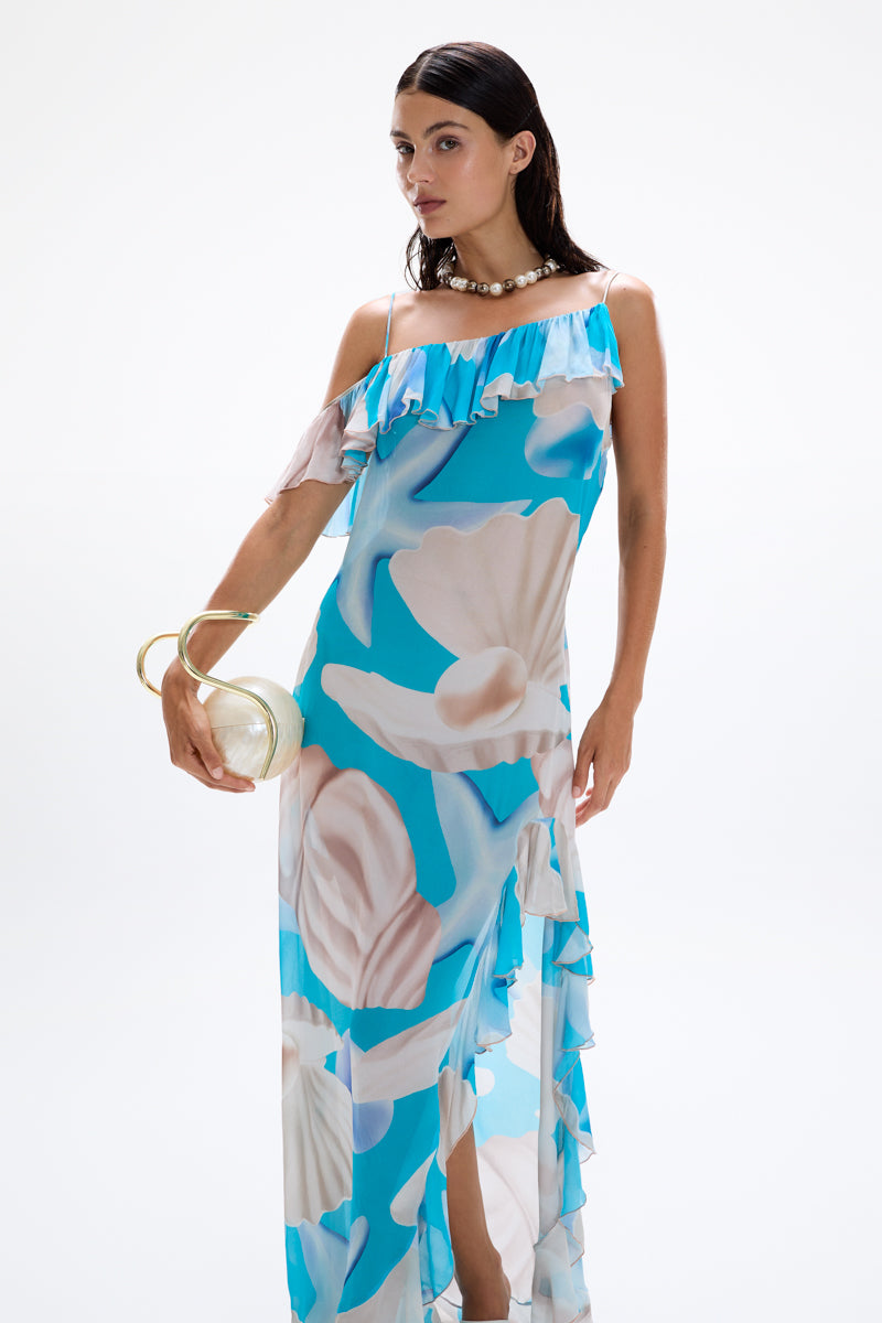'Spirit' ruffle dress - Tahiti Blue