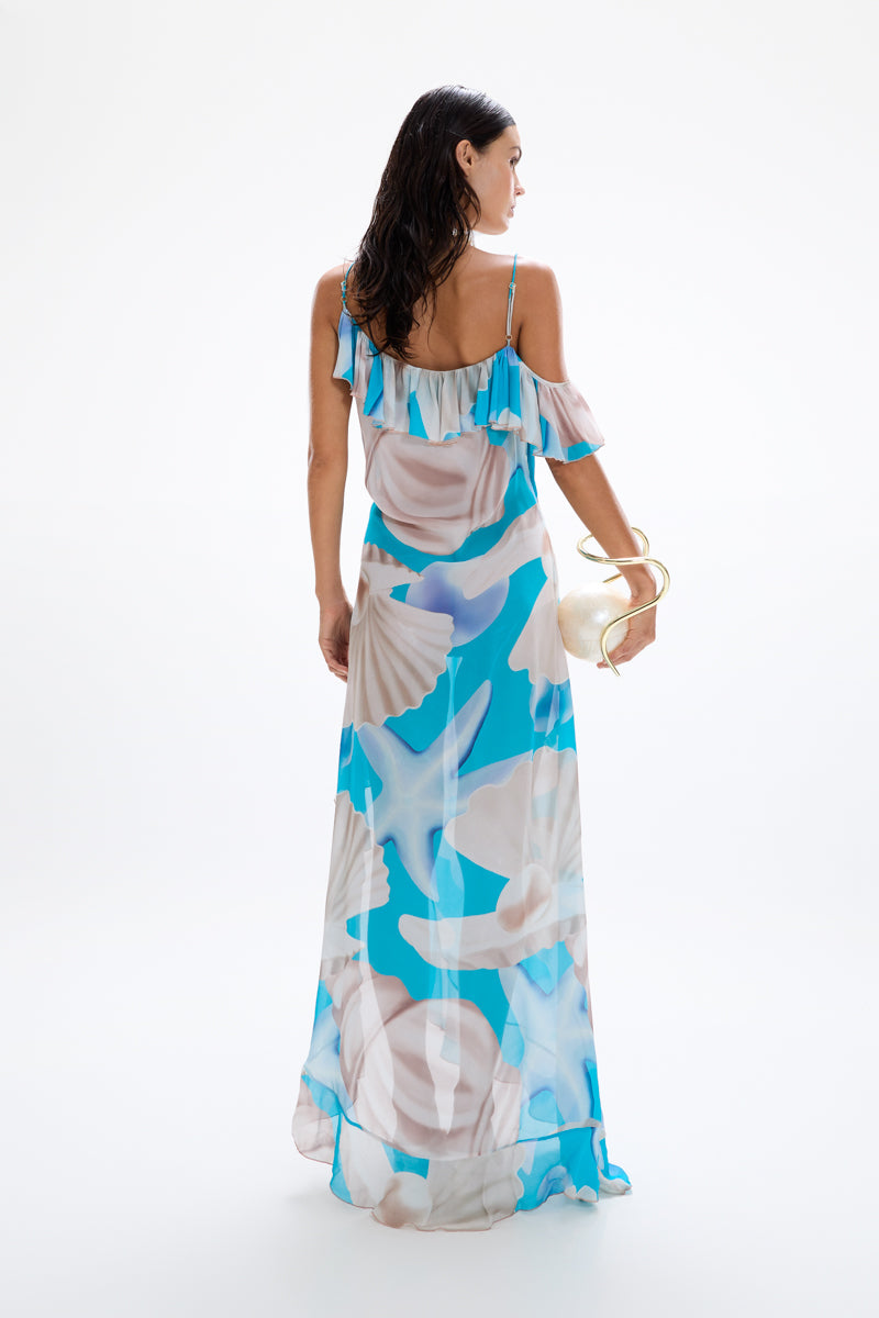 'Spirit' ruffle dress - Tahiti Blue