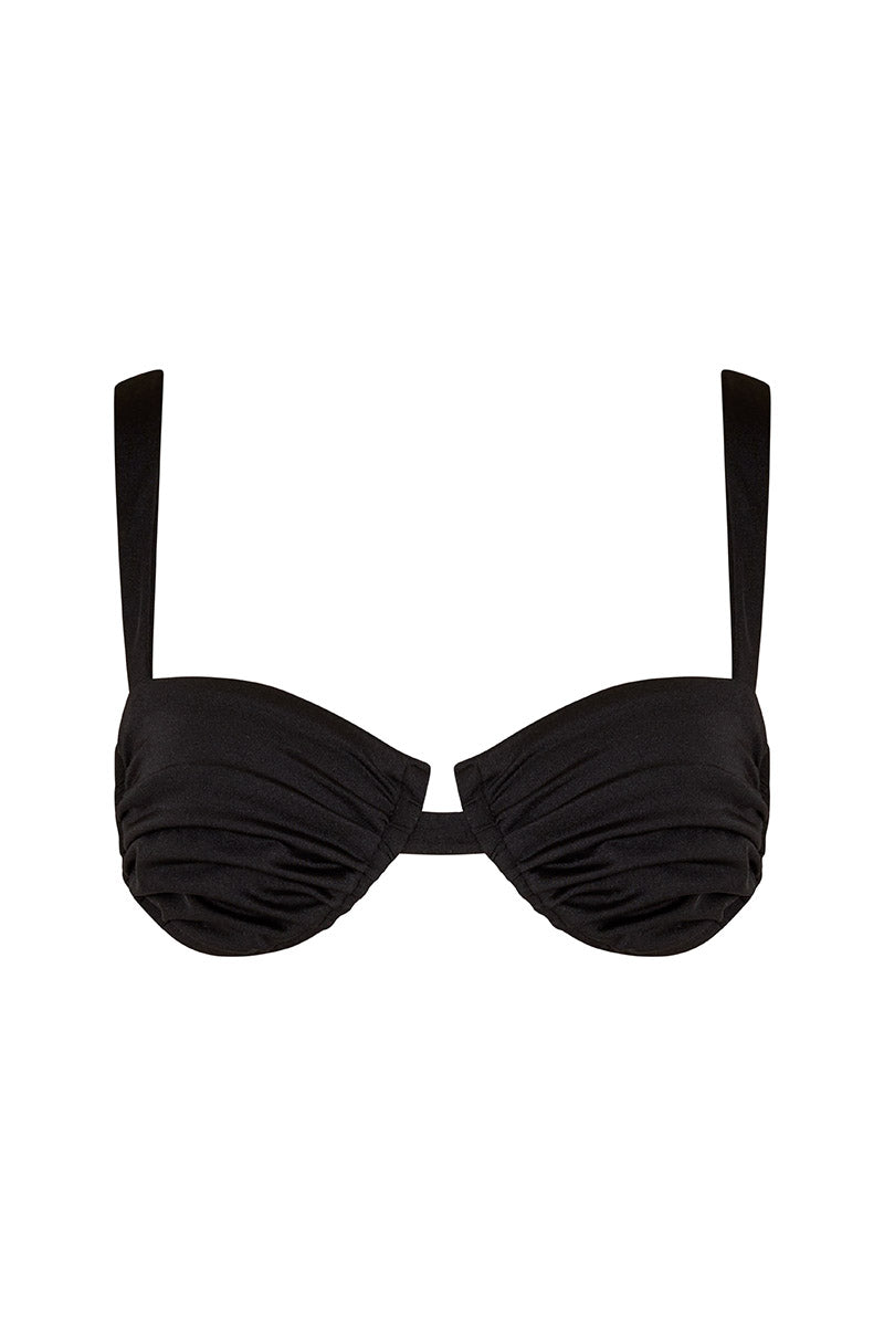 'Ariel' Ruched Bra - Black