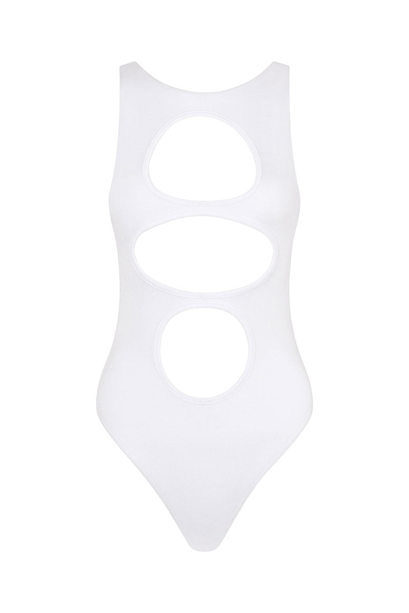 'Radial' Cut Out Swimsuit - Pearl