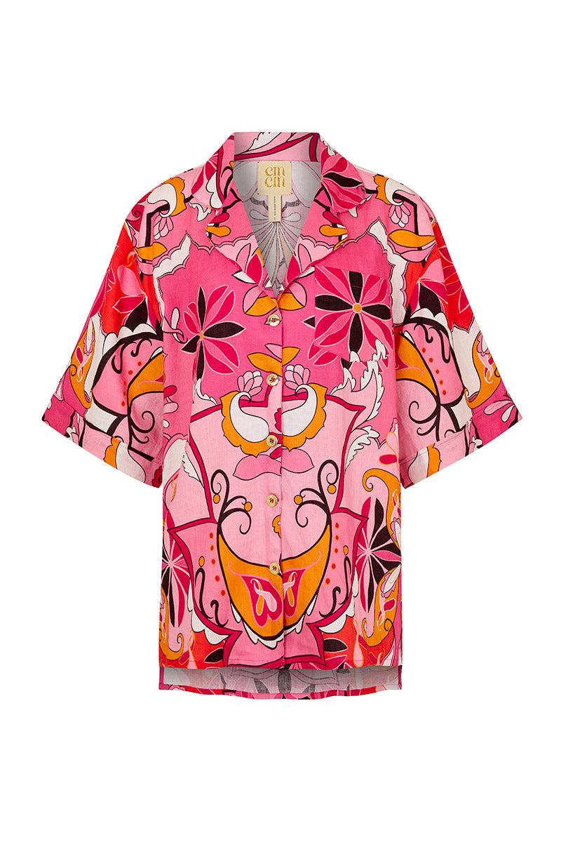 'Mirage' Bowling Shirt - Boheme Pink