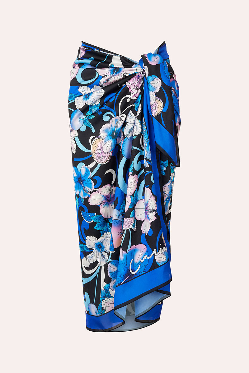 Long Silky Scarf - Hibiscus Blue