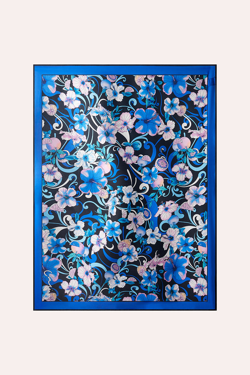 Long Silky Scarf - Hibiscus Blue
