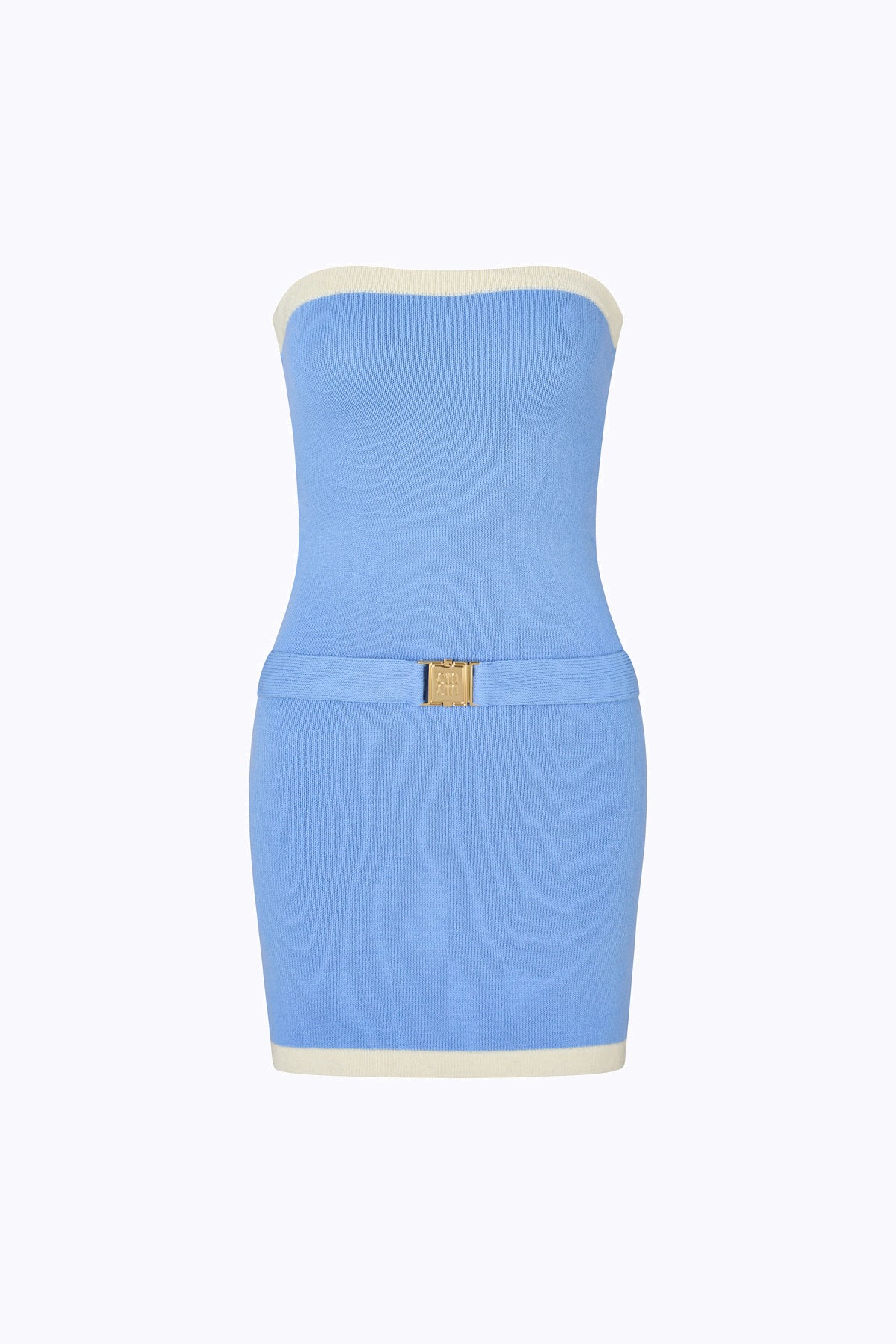'Bond' Belted Knit Dress - Baby Blue