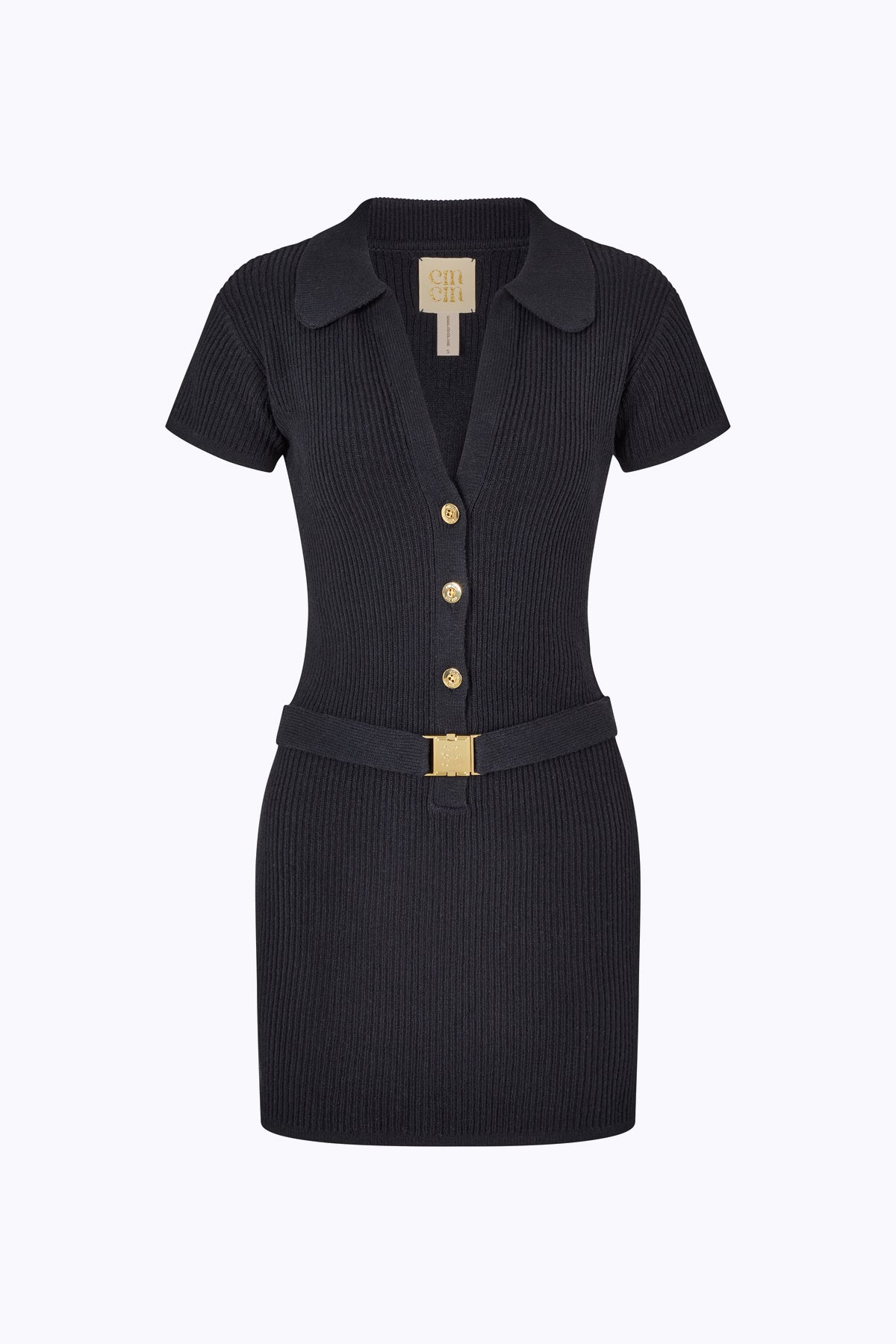 'Gigi' Knit Mini Dress - Black