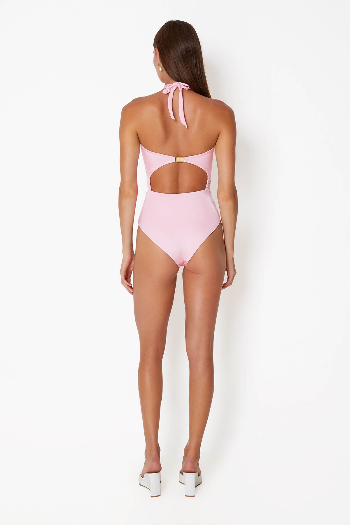 Diamond' Heart Cut Out Swimsuit - Ballet Pink