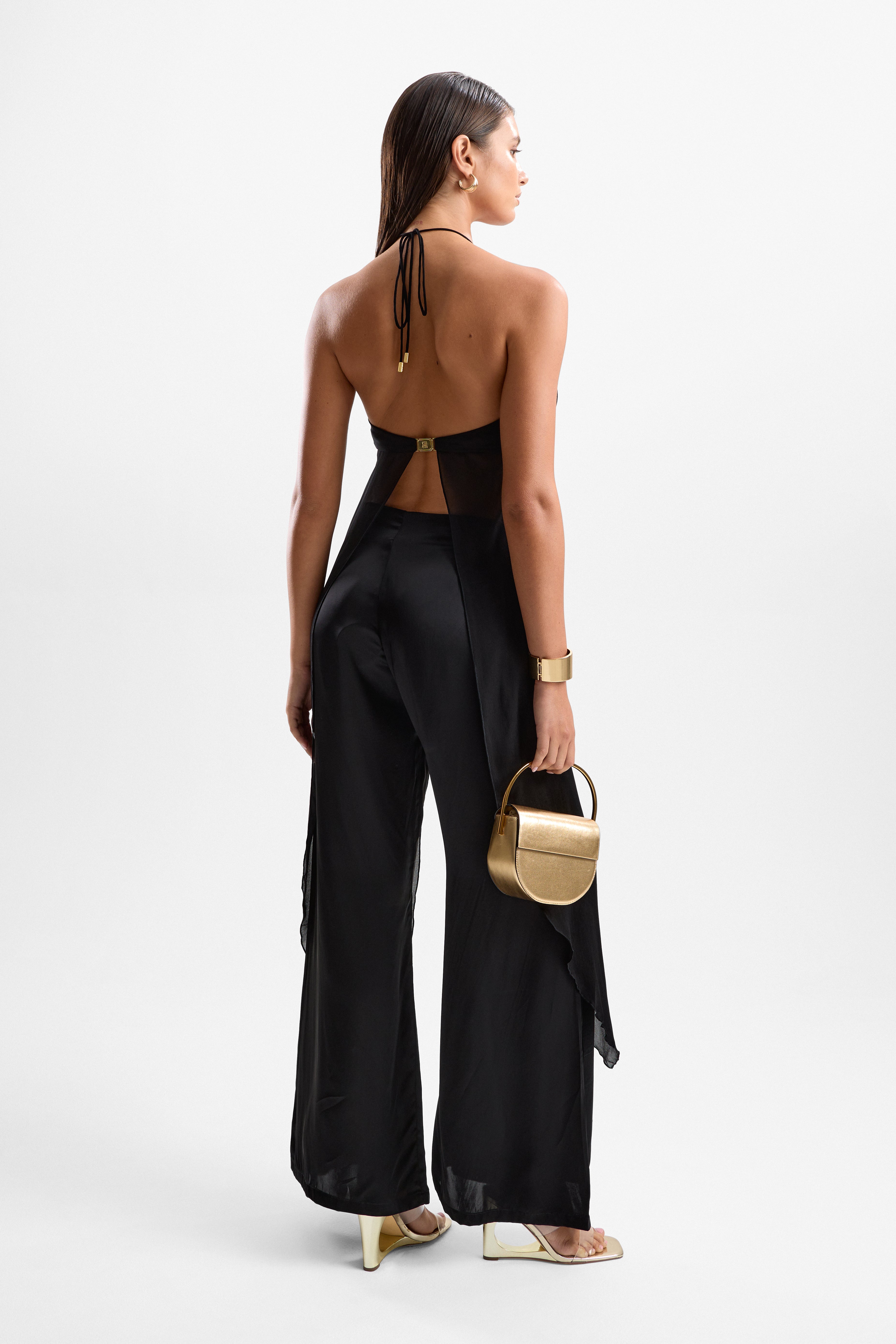 'Coral' Lobster Drape Top - Black