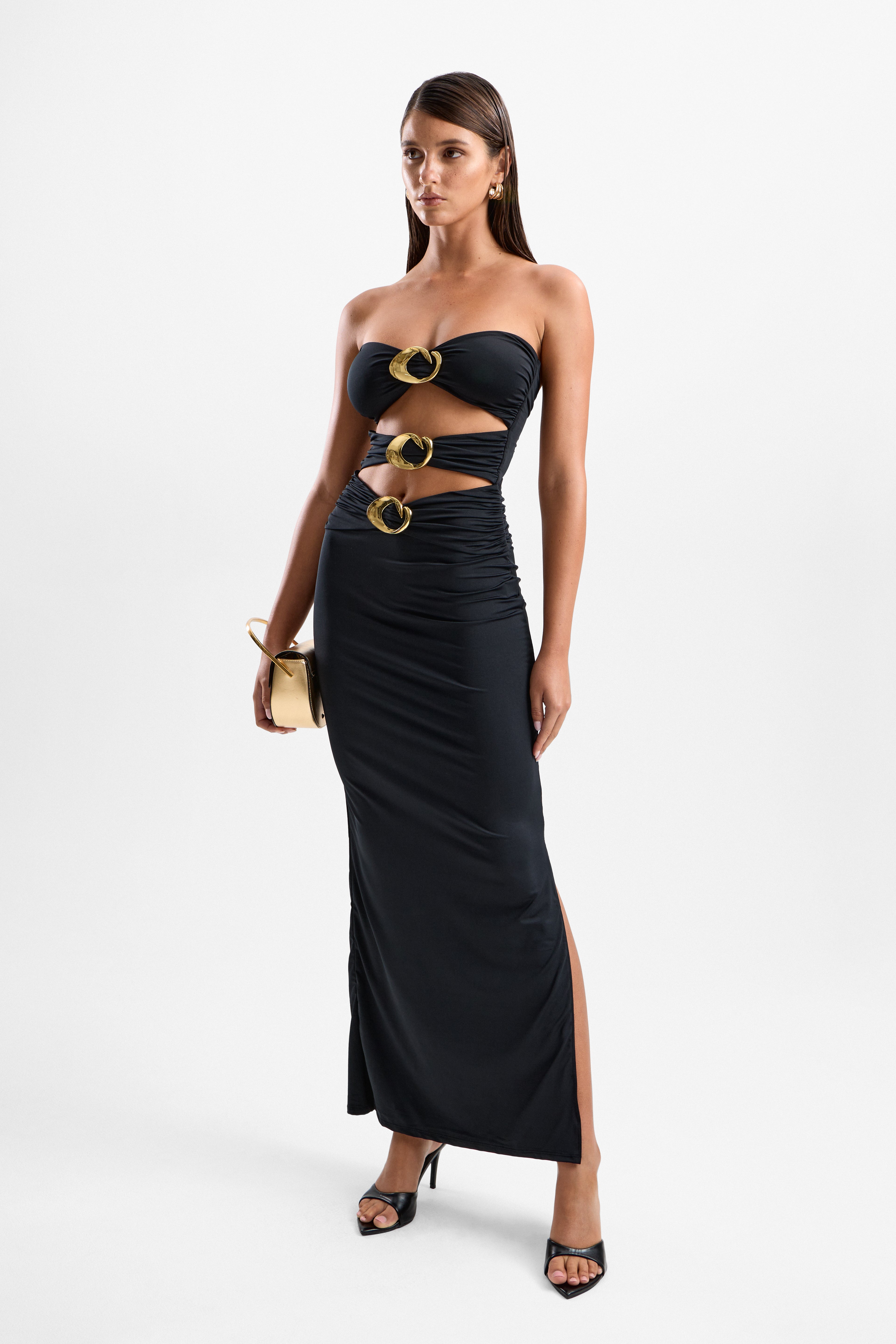 'Rome' Halo Maxi Dress - Black