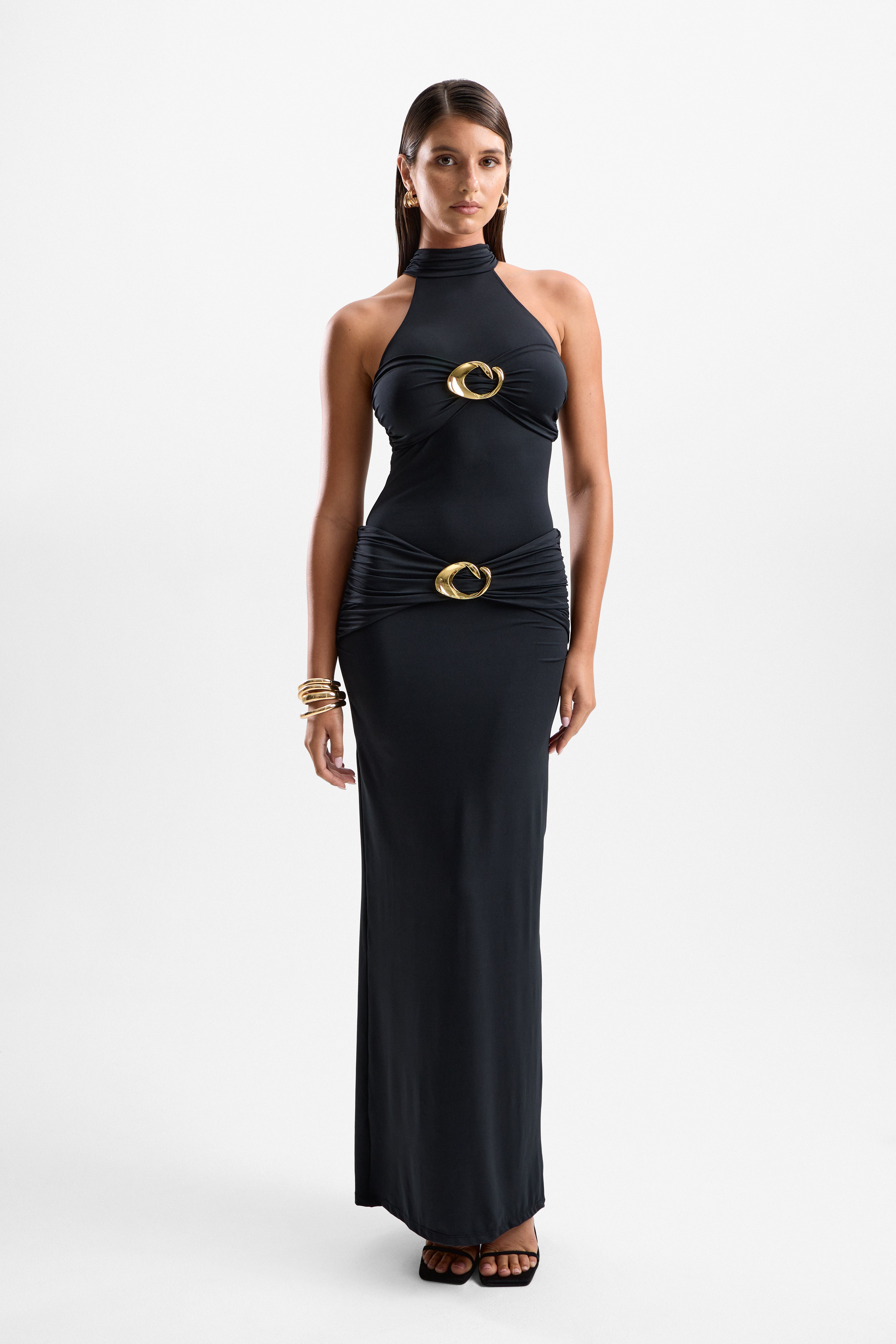 'Hevea' Halo Maxi Dress - Black