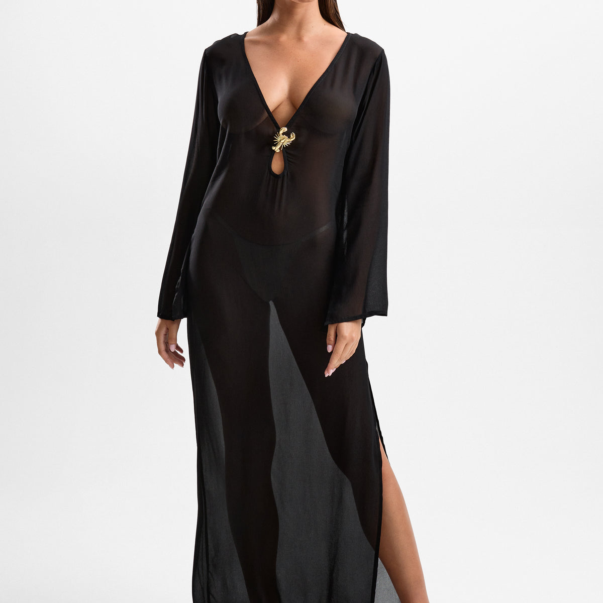 ''Hotline' Lobster Maxi Dress - Black