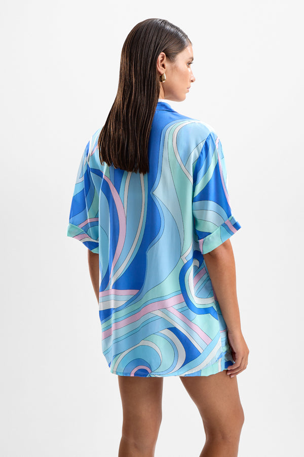 'Troppo' Bowling Shirt - Dolce Blue