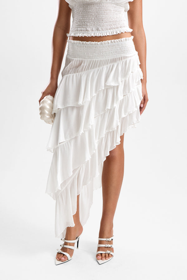 Valley Shirred Skirt - Pearl