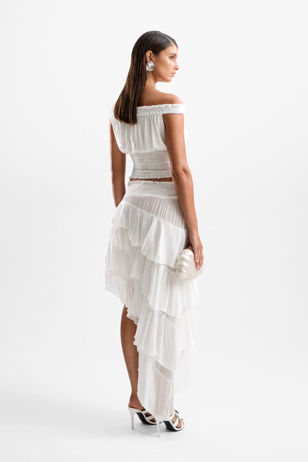 Valley Shirred Skirt - Pearl