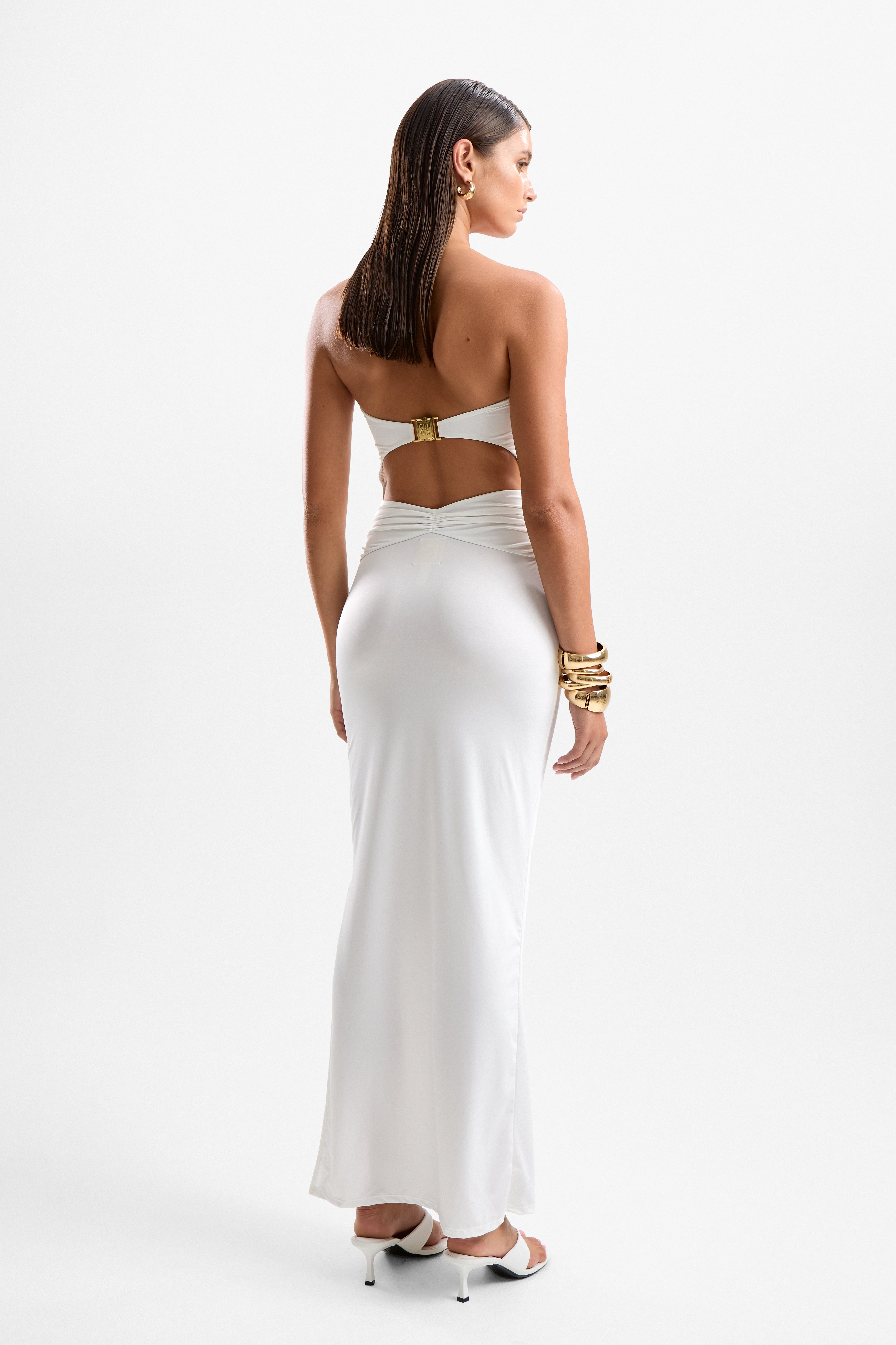 'Rome' Halo Maxi Dress - Pearl