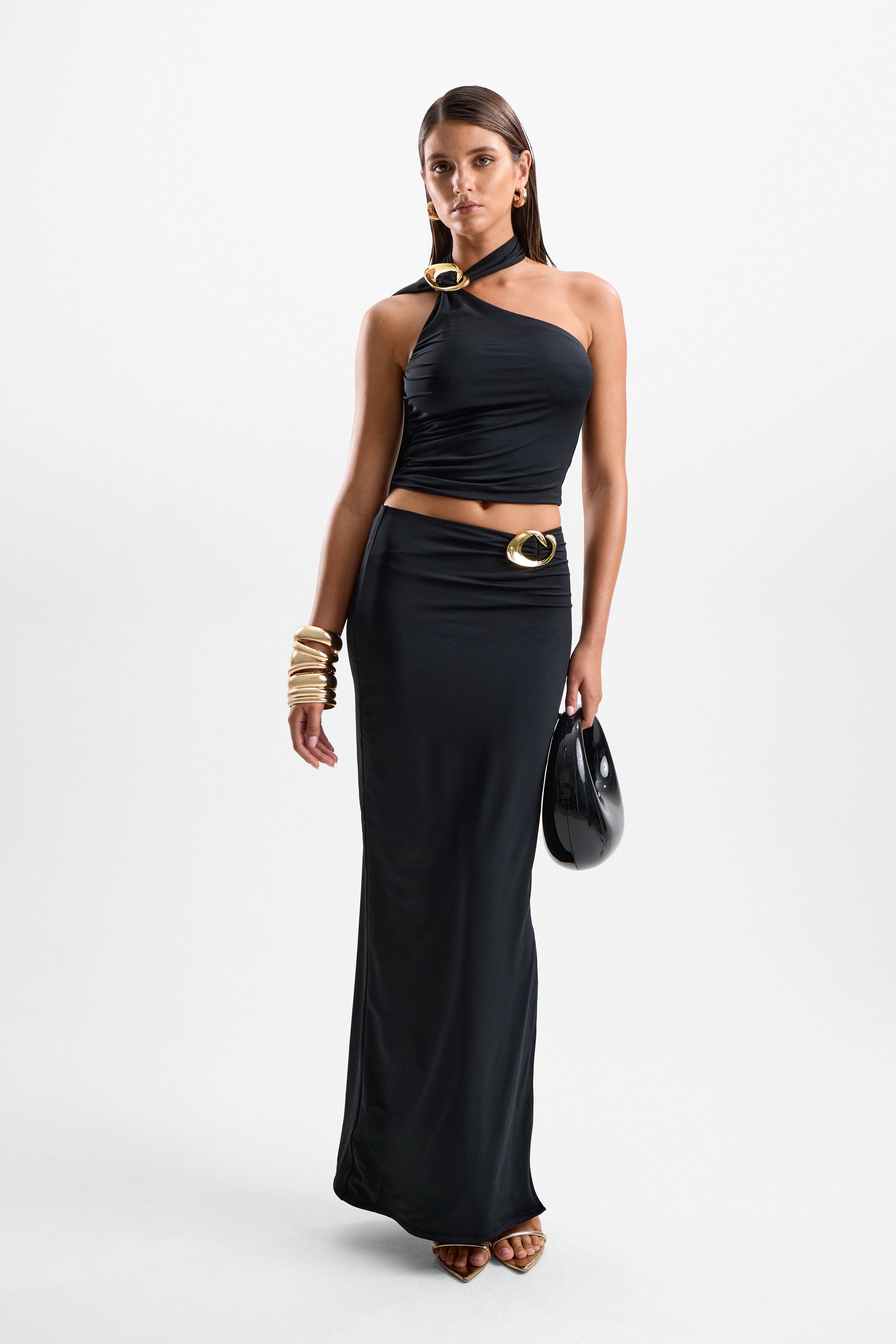 'Reverie' Halo Maxi Skirt - Black