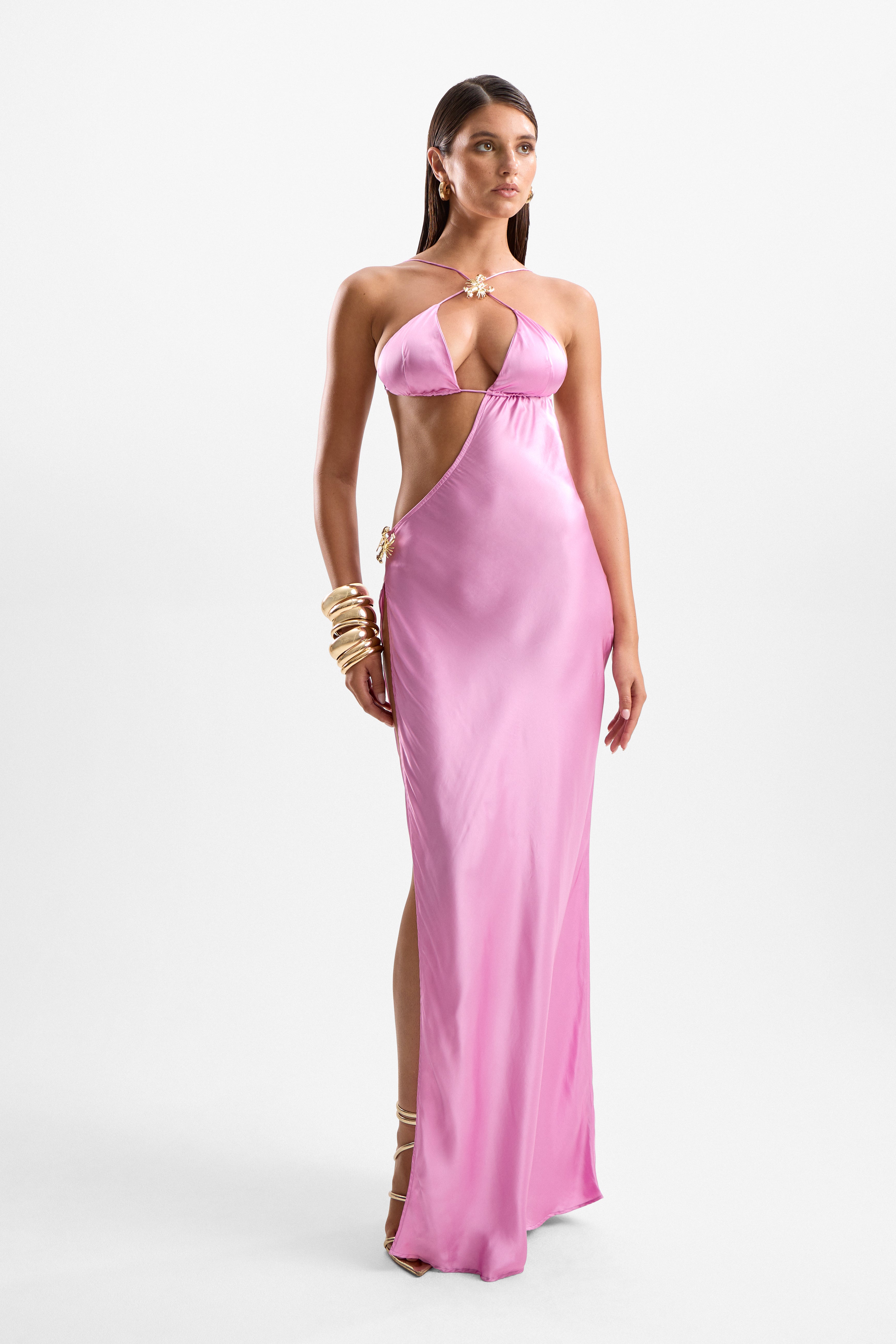 'Villa' Lobster Maxi Dress - Dahlia