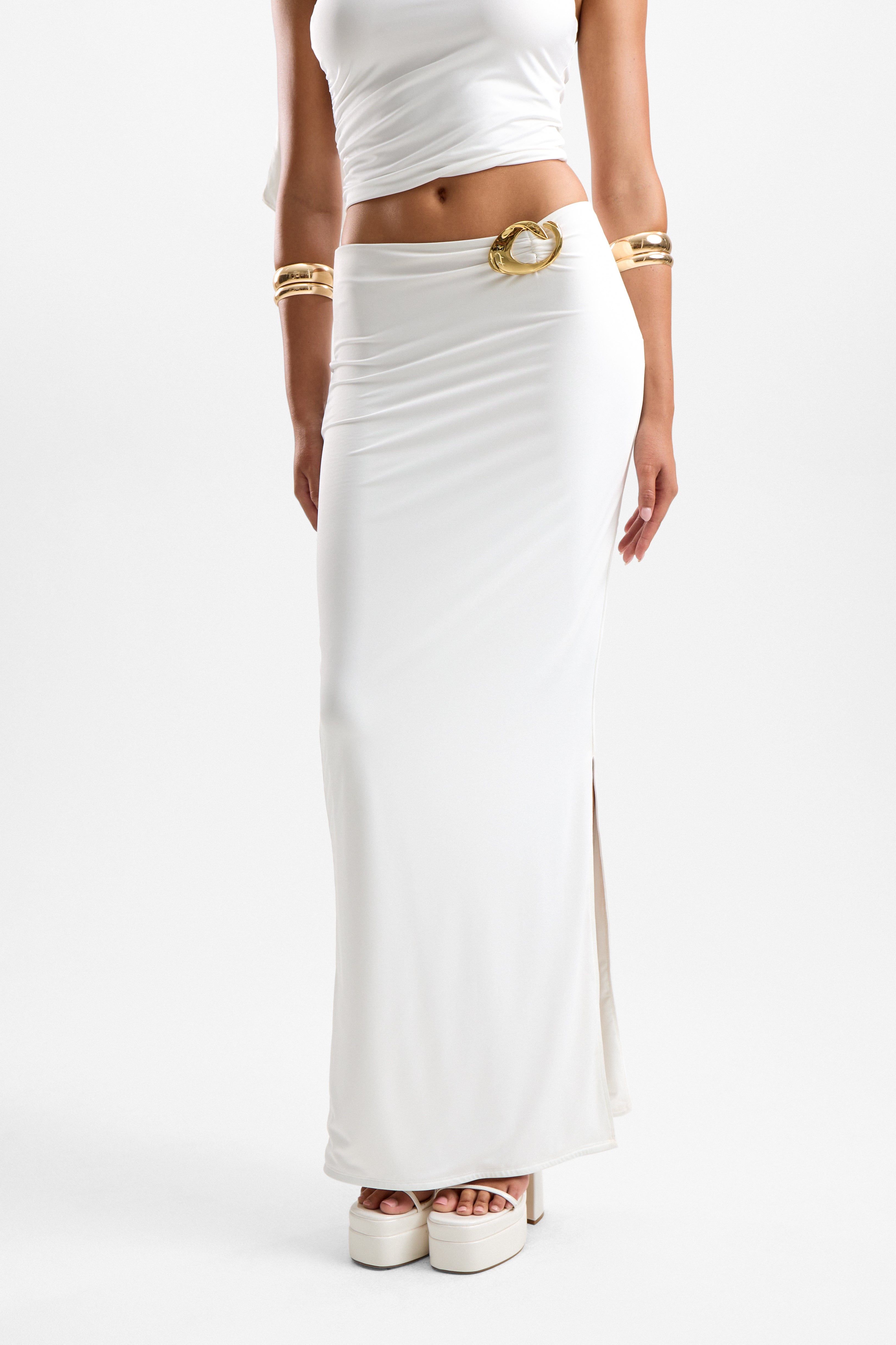 'Reverie' Halo Maxi Skirt - Pearl