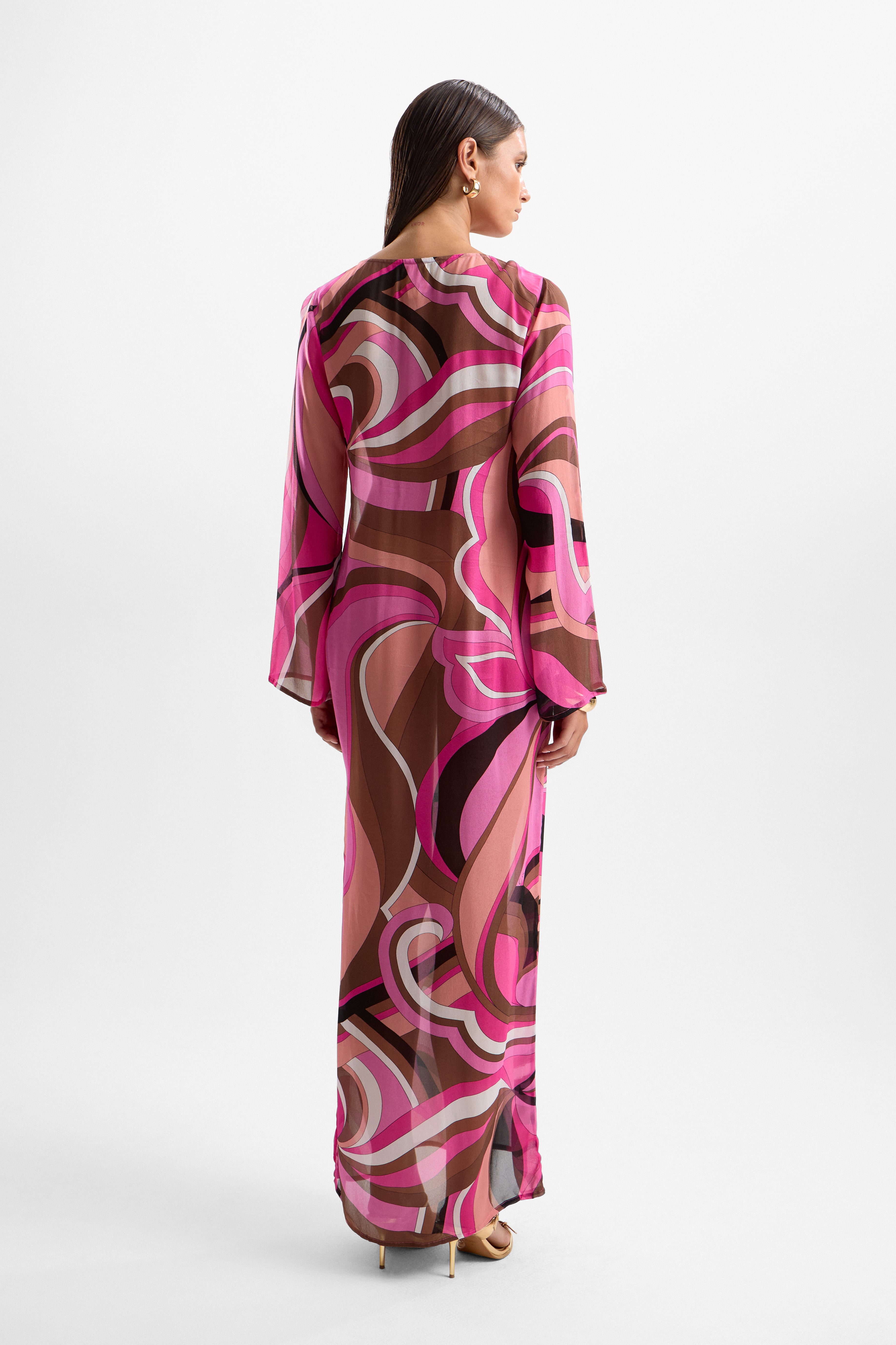 'Hotline' Lobster Maxi Dress - Dolce Pink