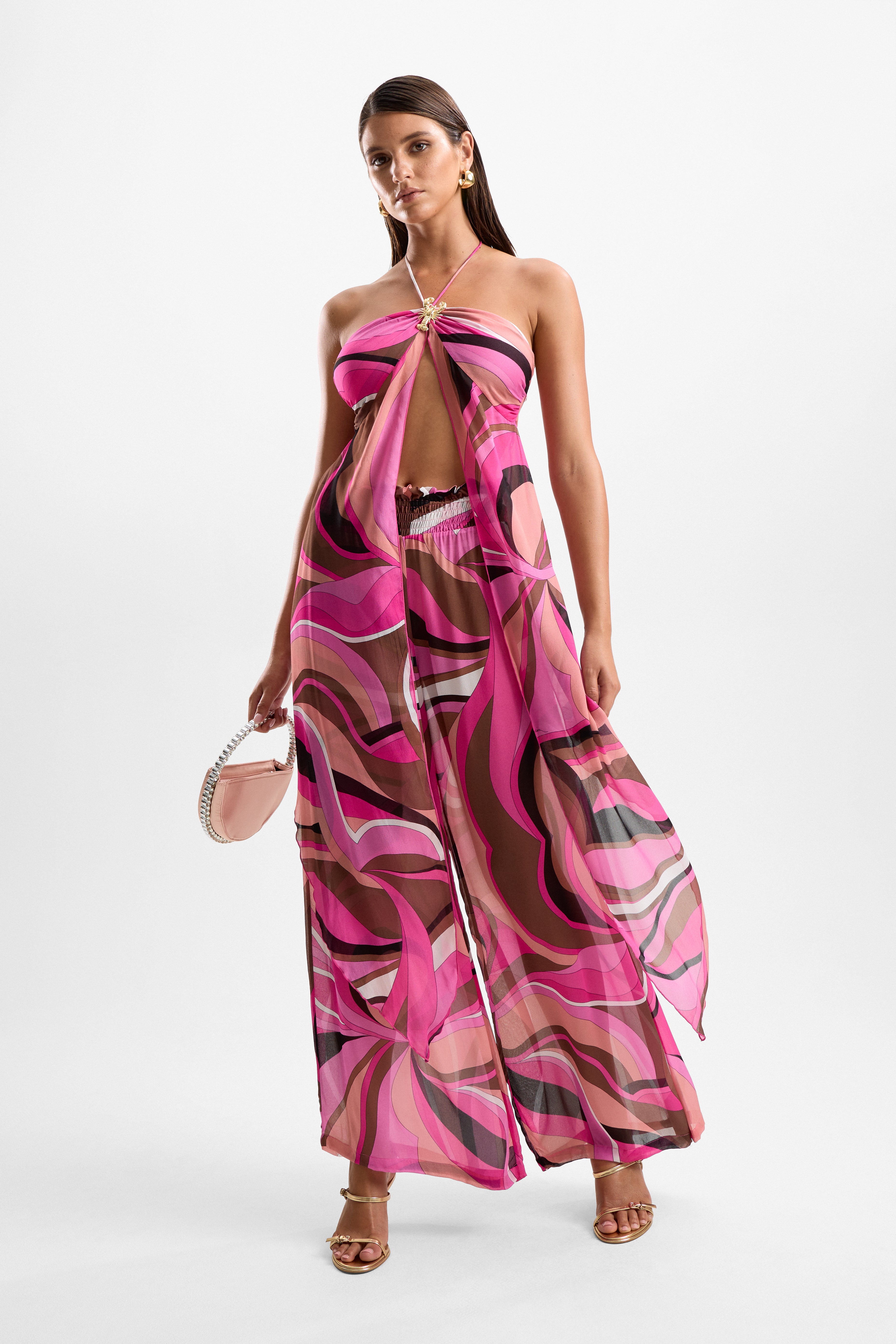 'Coral' Lobster Drape Top - Dolce Pink