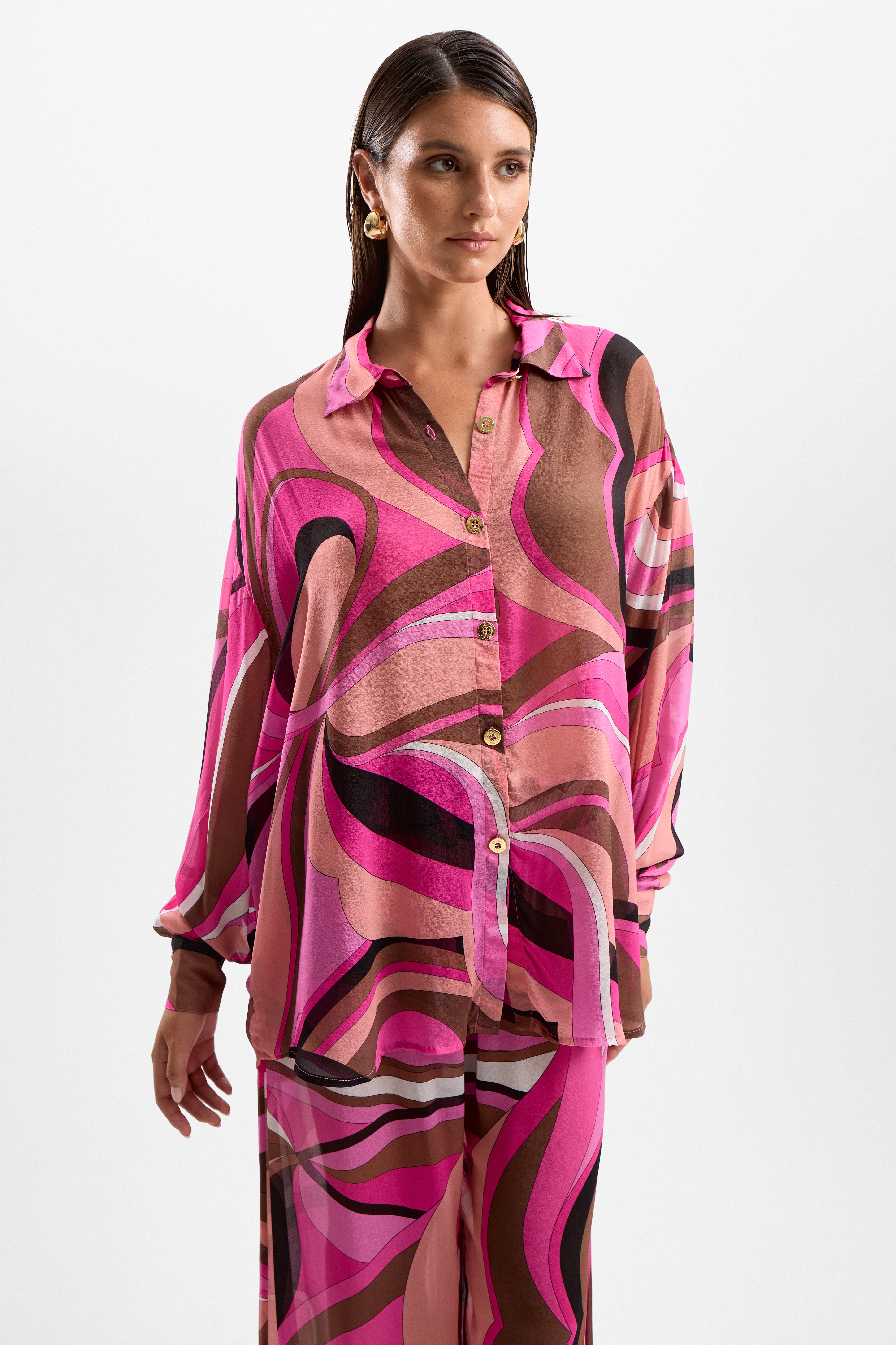 'Solace' Button Up Shirt - Dolce Pink