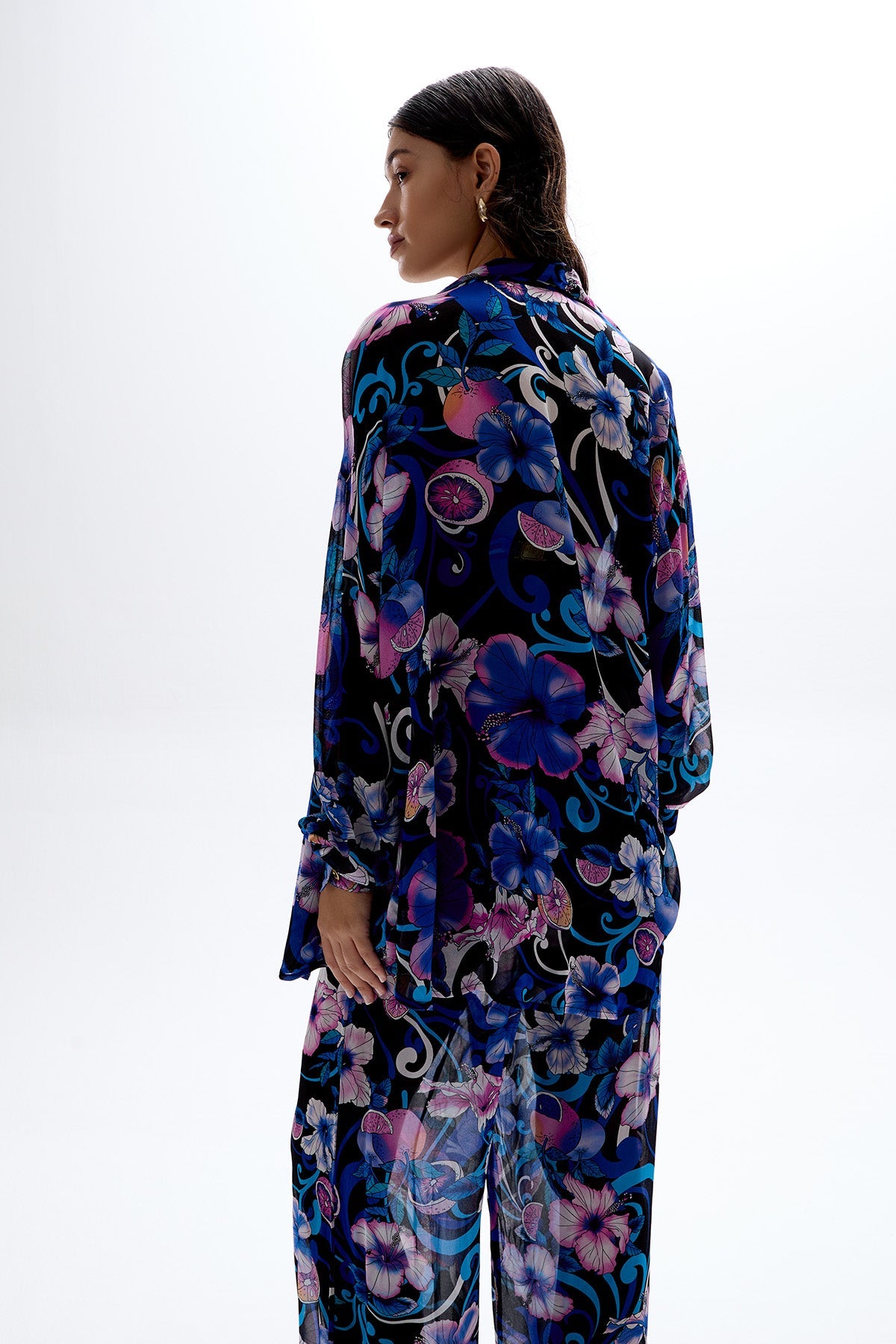 'Solace' Button Up Shirt - Hibiscus Blue