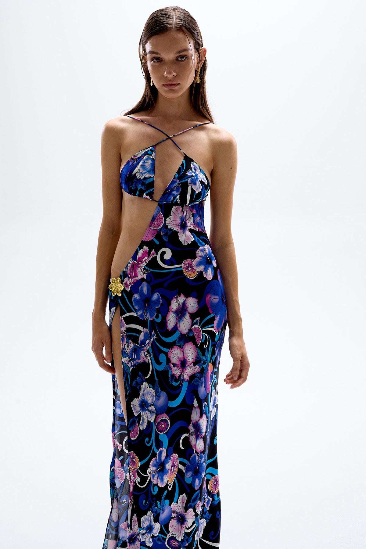 'Villa' Cut-Out Dress - Hibiscus Blue