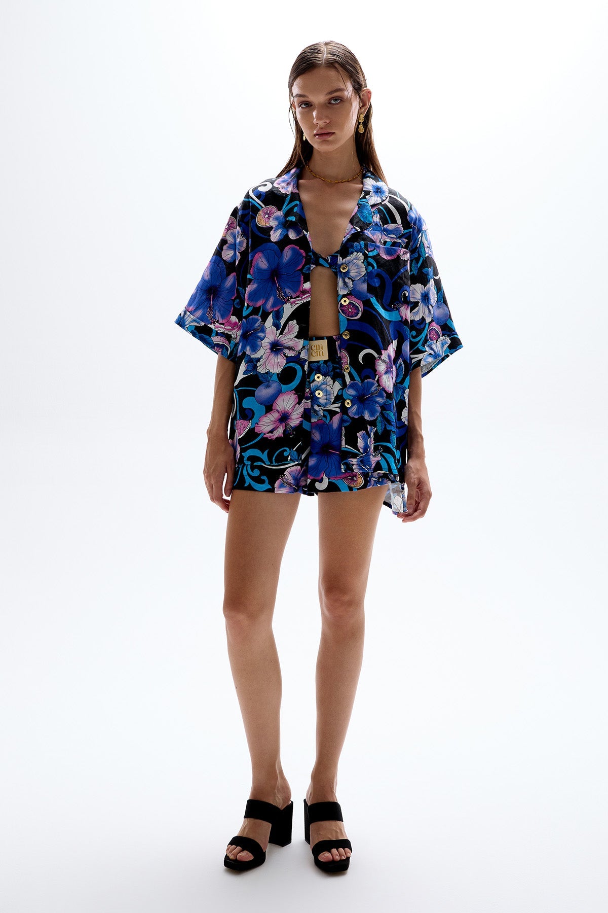 Mirage' Bowling Shirt - Hibiscus Blue