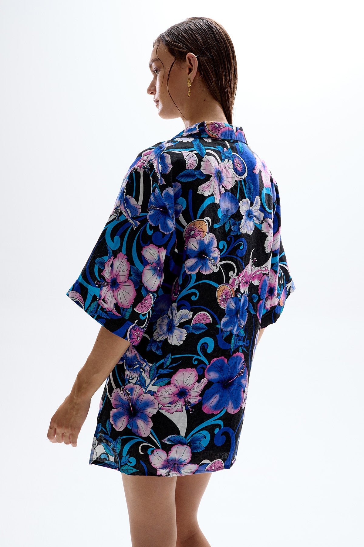 Mirage' Bowling Shirt - Hibiscus Blue