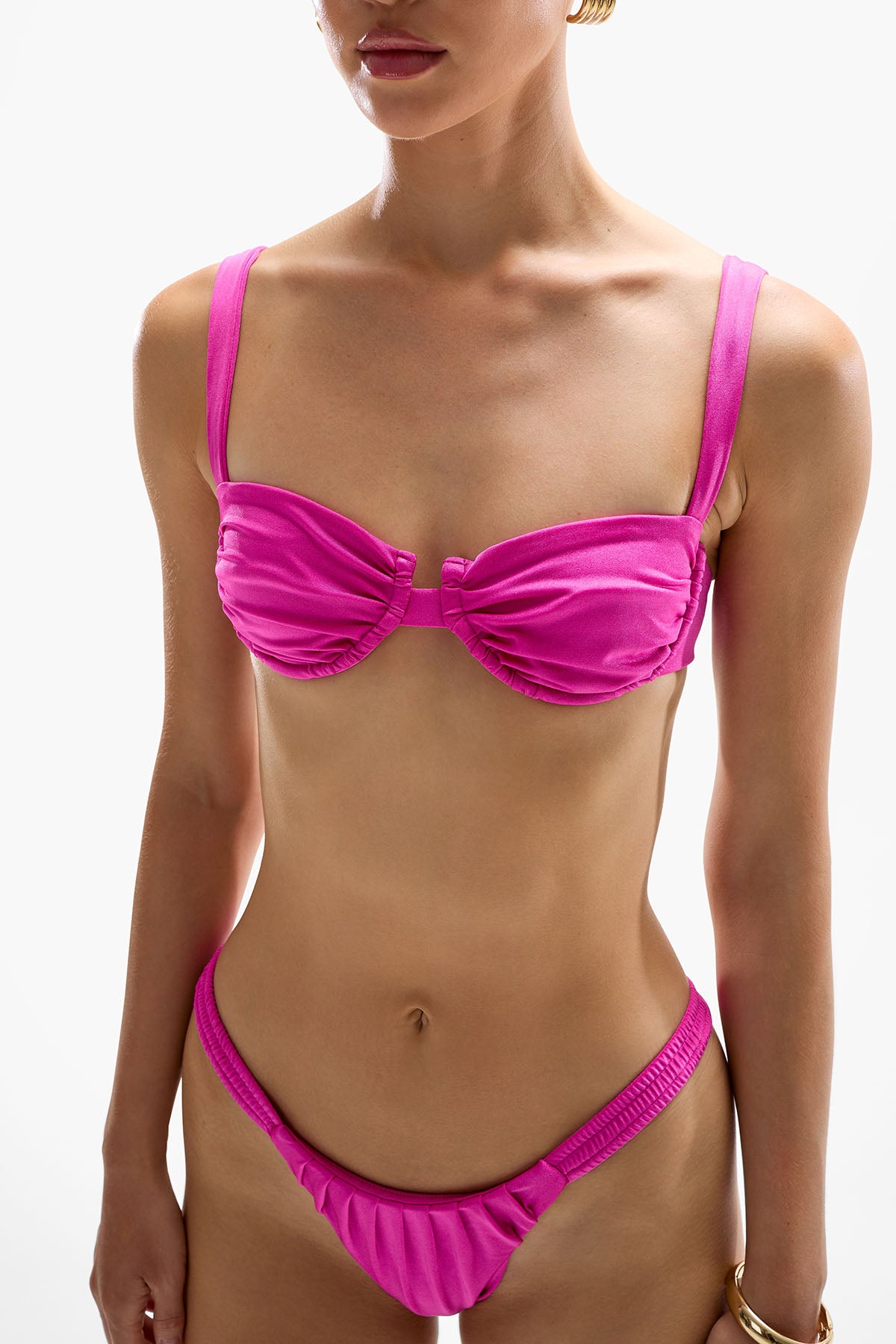 'Ariel' Ruched Bra - Fuchsia
