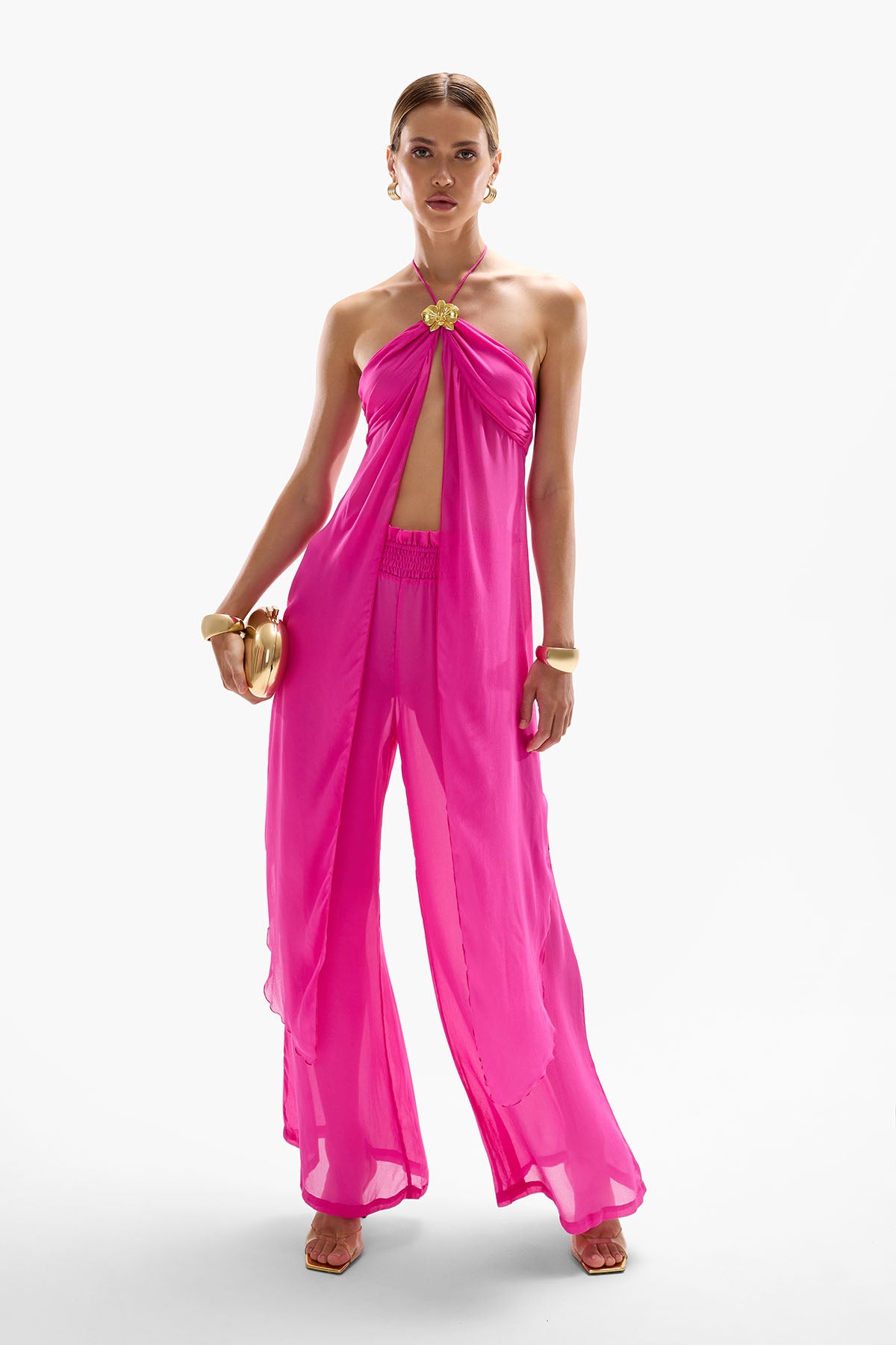 'Coral' Orchid Drape Top - Fuchsia