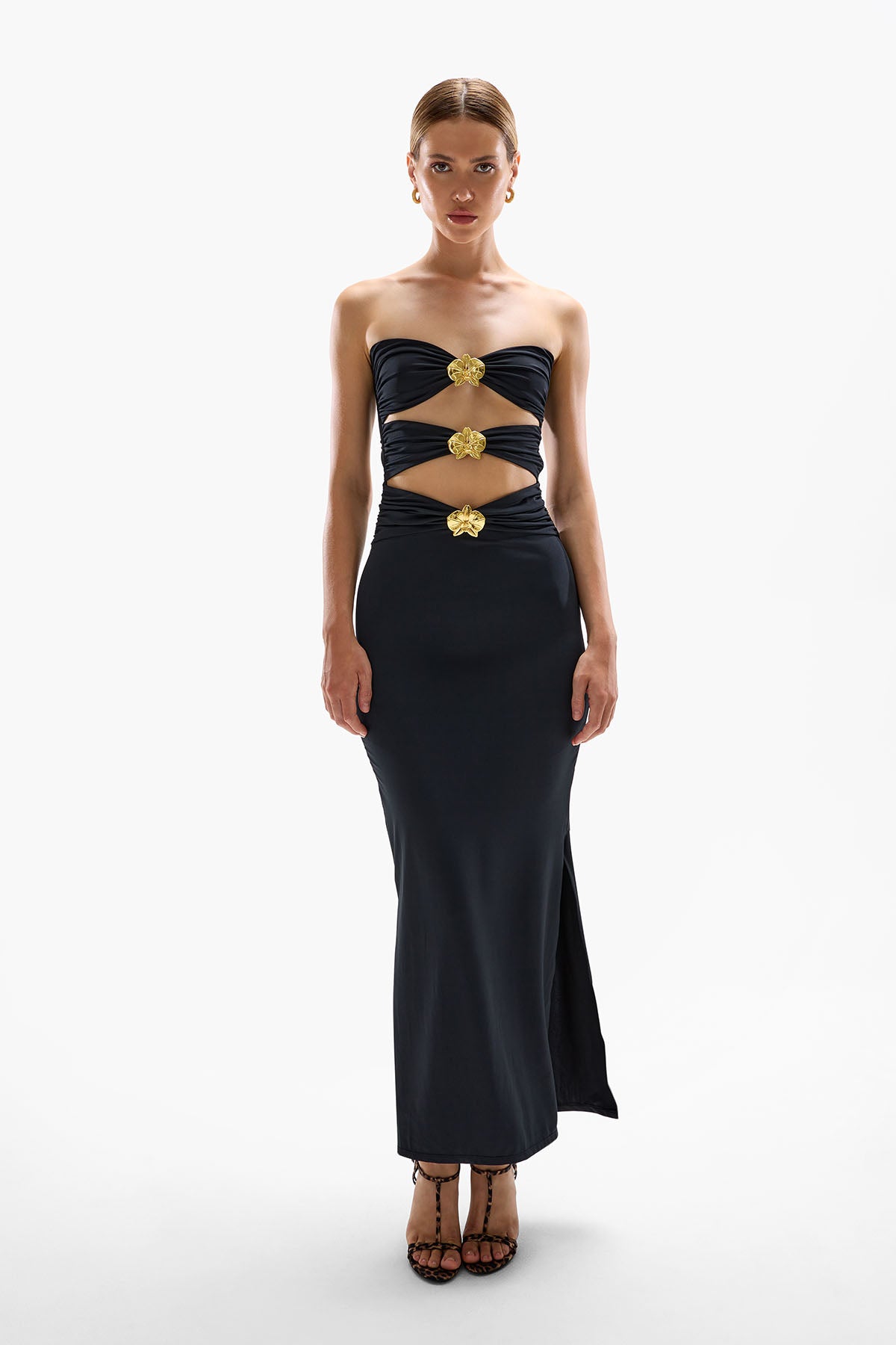'Rome' Orchid Maxi Dress - Black