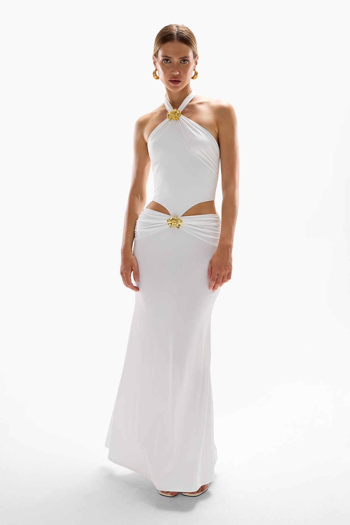 'Imperial' Orchid Maxi Dress - Pearl