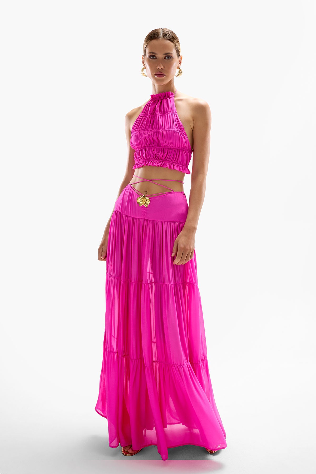 'Spice' Ruched Top - Fuchsia
