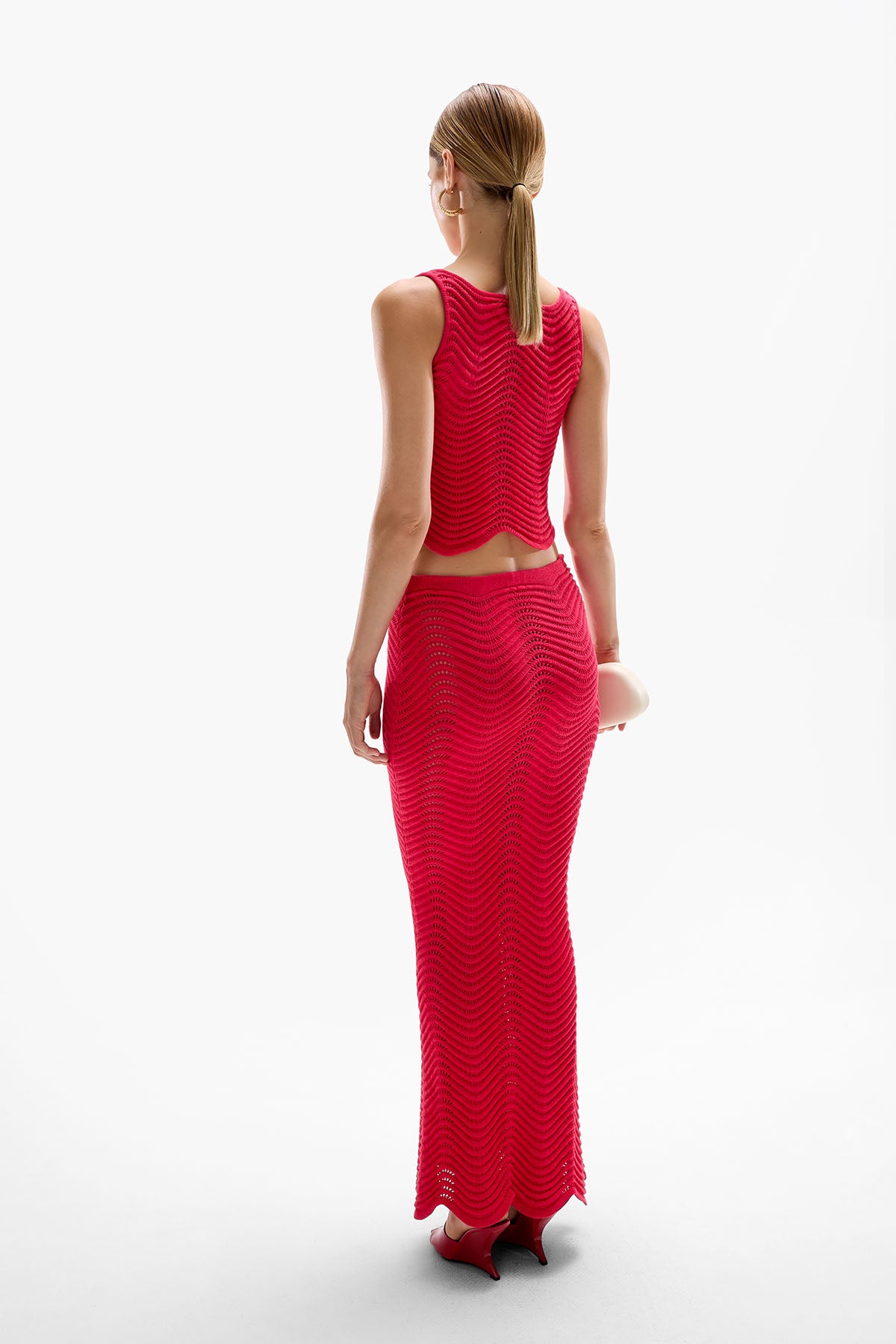 'Arc' Knit Top - Cherry