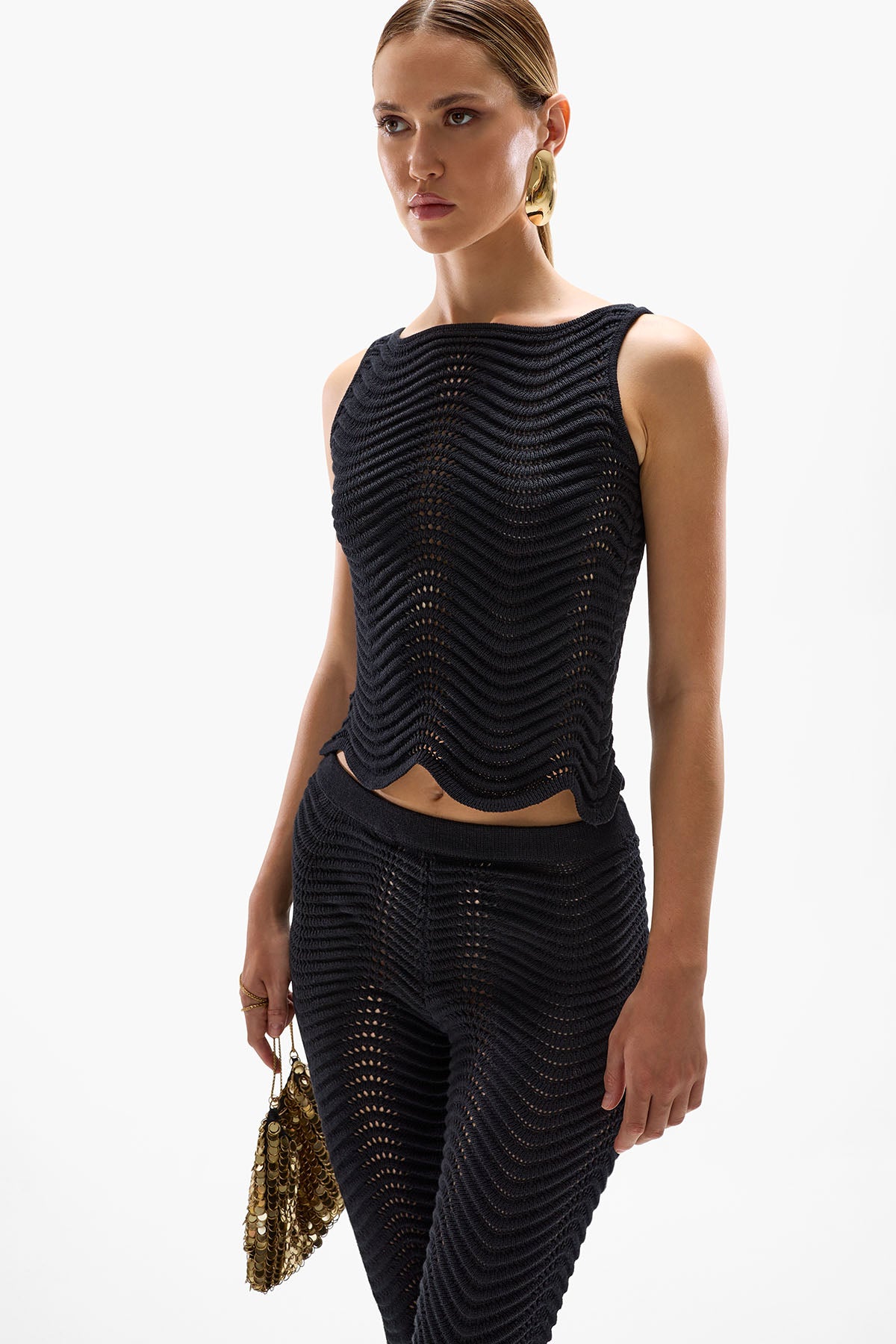 'Arc' Knit Top - Black
